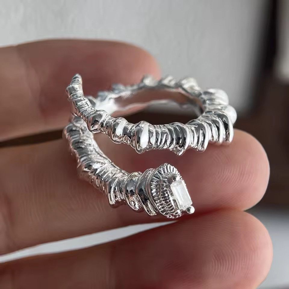 Sterling Silver 925 Sterling silver punk gothic irregular ring Size ONE SIZE - 5 Thumbnail