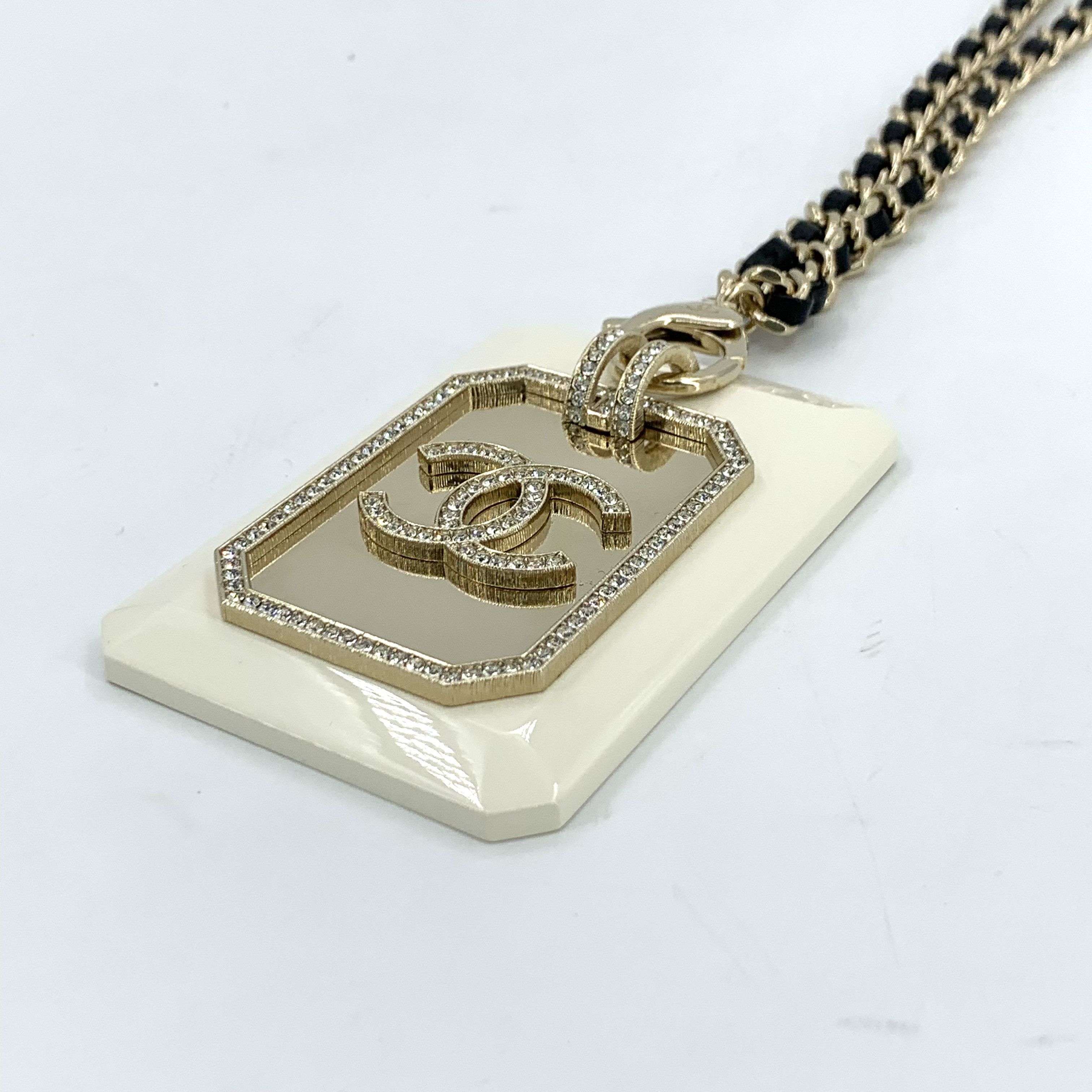 Chanel H15603 Chanel Gold Chain Necklace w/ Crystal CC Pendant Size ONE SIZE - 4 Thumbnail