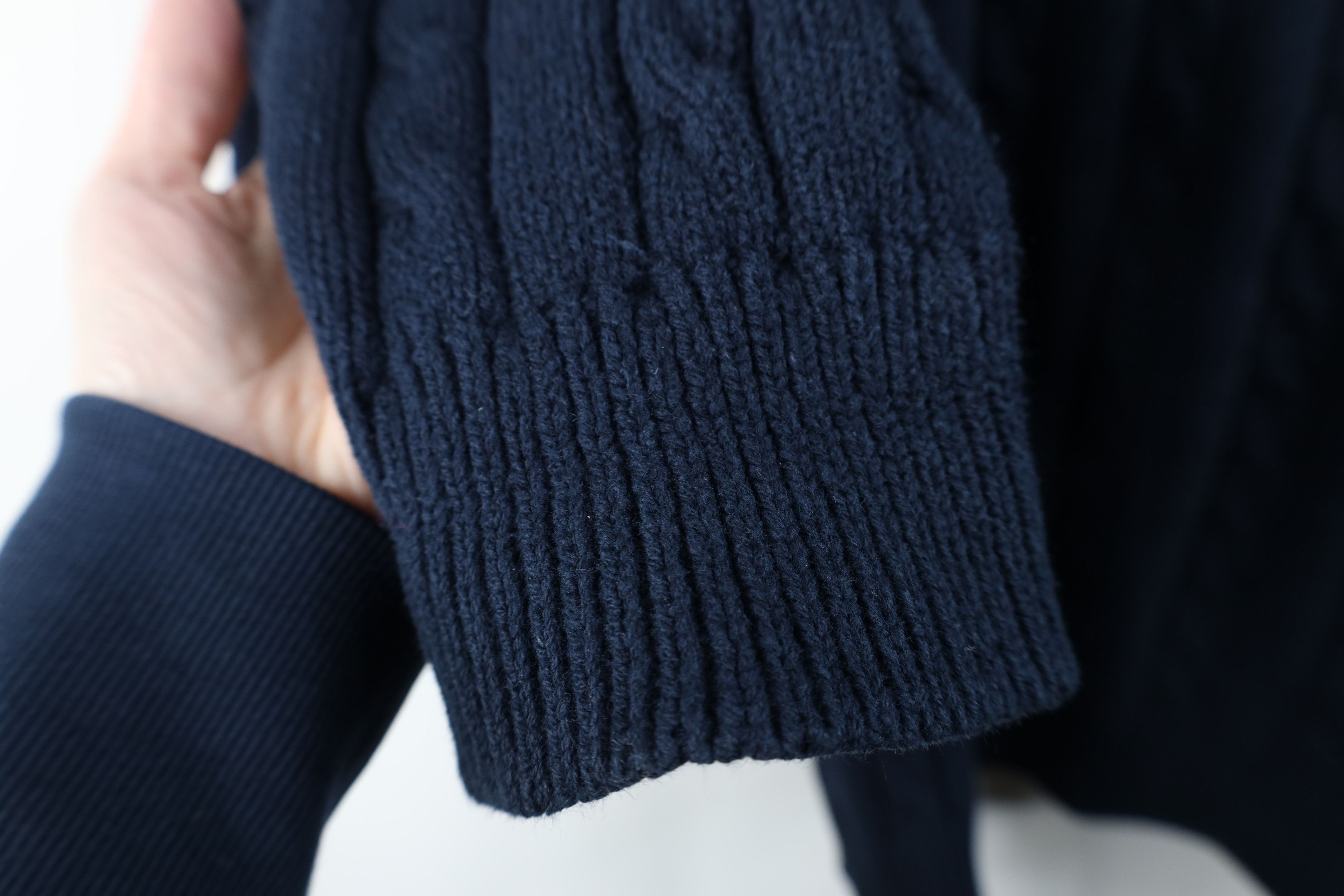 Vintage Vintage 90s Streetwear Cotton Cable Knit Sweater Navy Blue Size US XL / EU 56 / 4 - 6 Thumbnail