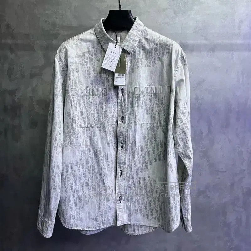 Dior Dior Gray Cotton Button-Up Shirt for Men . Size US M / EU 48-50 / 2 - 1 Thumbnail