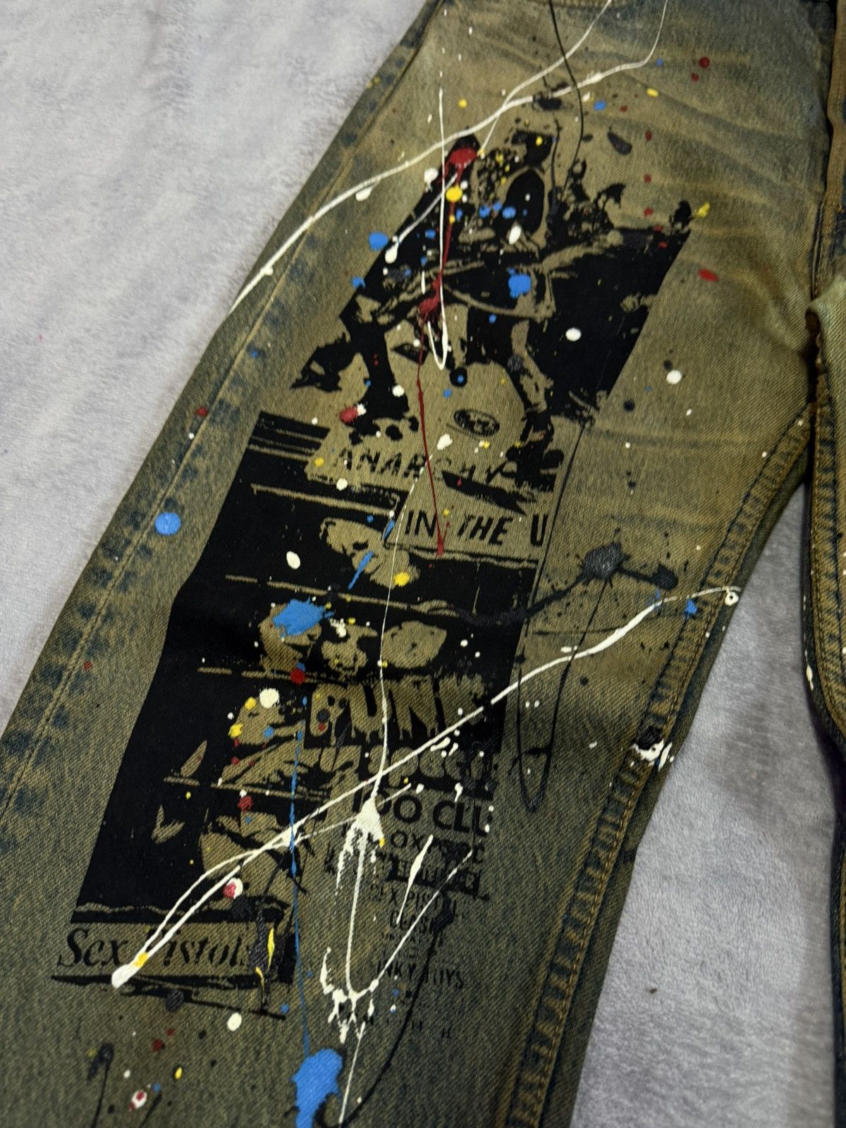 Levi's × Rei Kawakubo × Vintage Vintage LEVIS 501 Mud Wash Paint Splatter Junya Style Jeans Size US 34 / EU 50 - 6 Thumbnail
