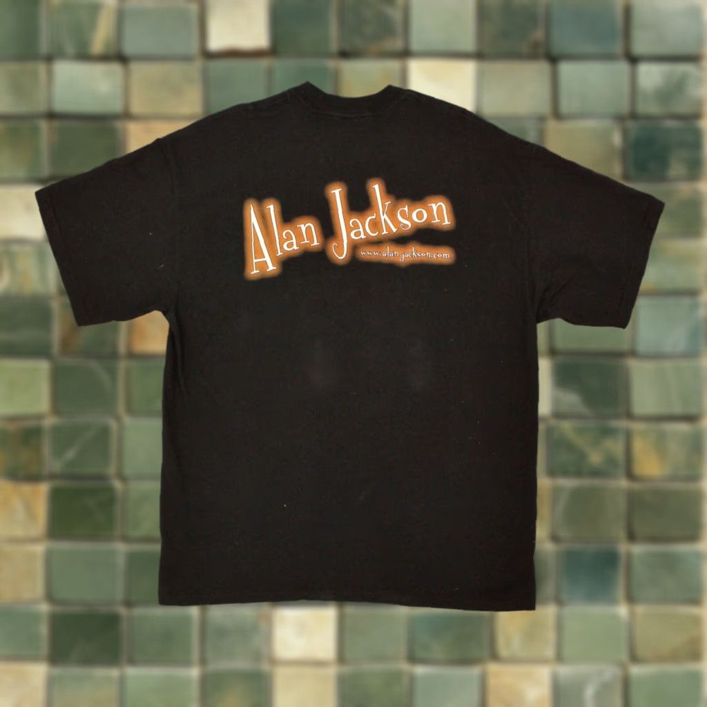 Vintage Men's Alan Jackson TShirt VTG 2000s L Black Cotton Graphic Tee M&O Size L Mens Size US L / EU 52-54 / 3 - 1 Thumbnail