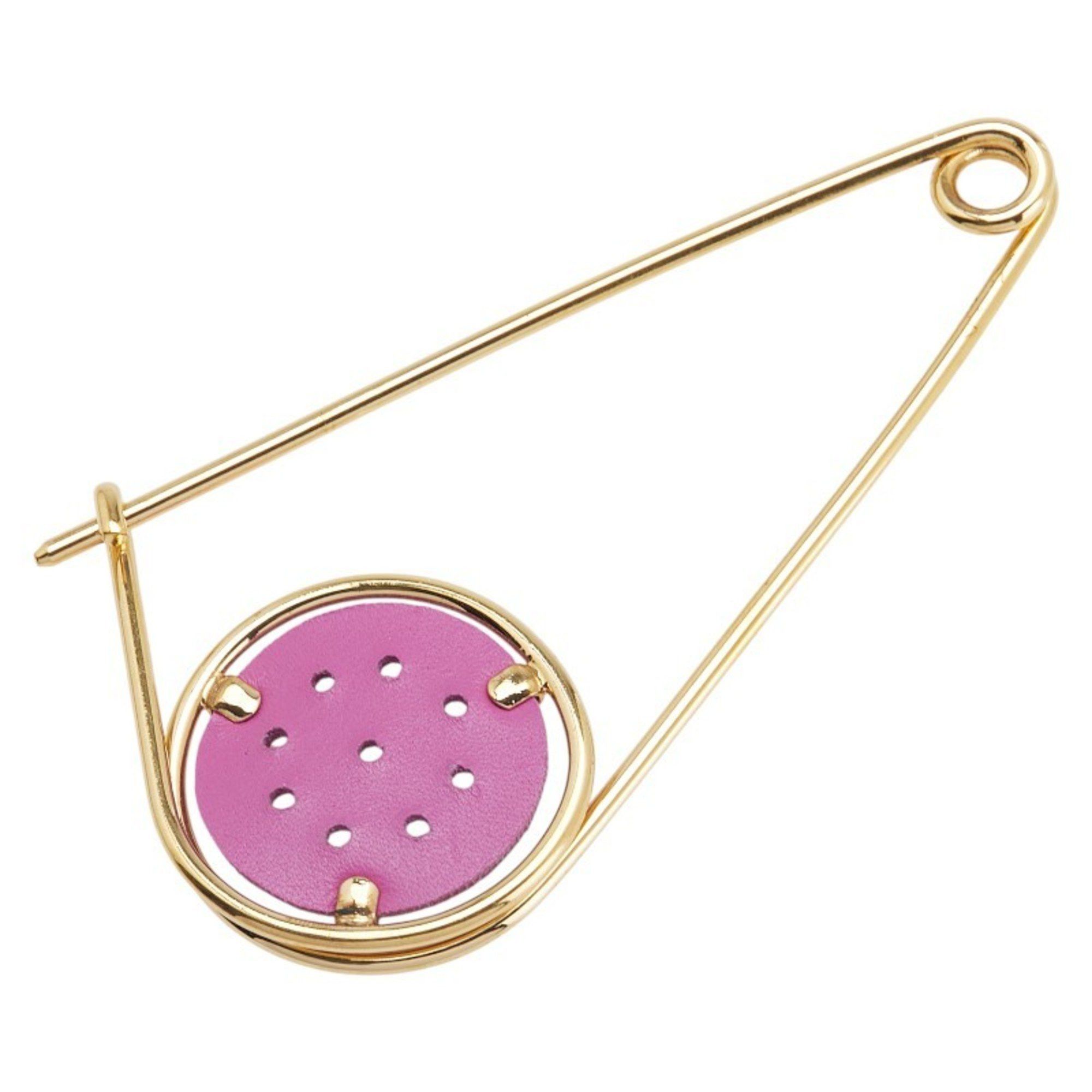 Loewe LOEWE Meccano Pin Brooch in Gold and Purple Plated Leather for Women Size ONE SIZE - 1 Thumbnail