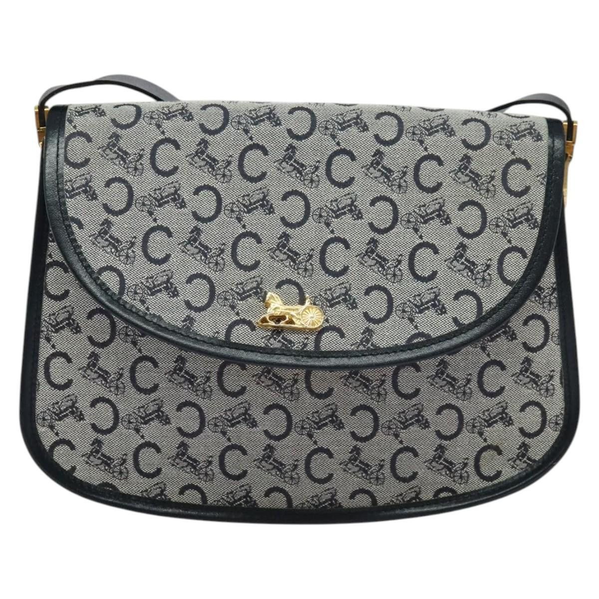 Celine CELINE C Sulky Shoulder Bag Canvas Navy Gold Size ONE SIZE - 2 Thumbnail
