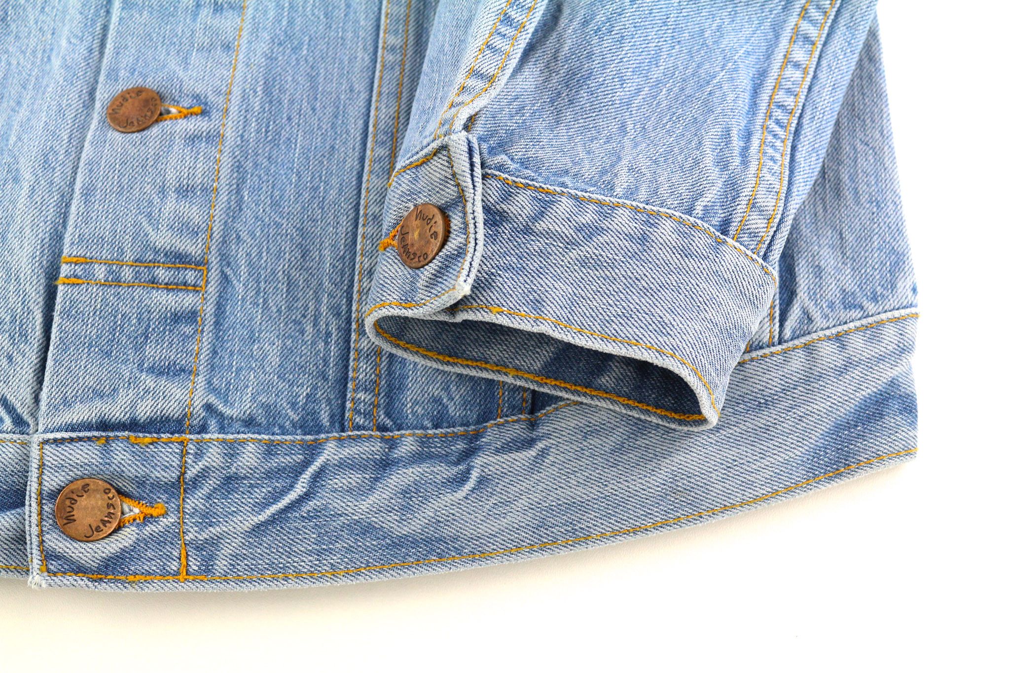 Nudie Jeans S Mid Blue Washed Denim Polo Pockets Casual Jacket 82448 Size US S / EU 44-46 / 1 - 5 Thumbnail