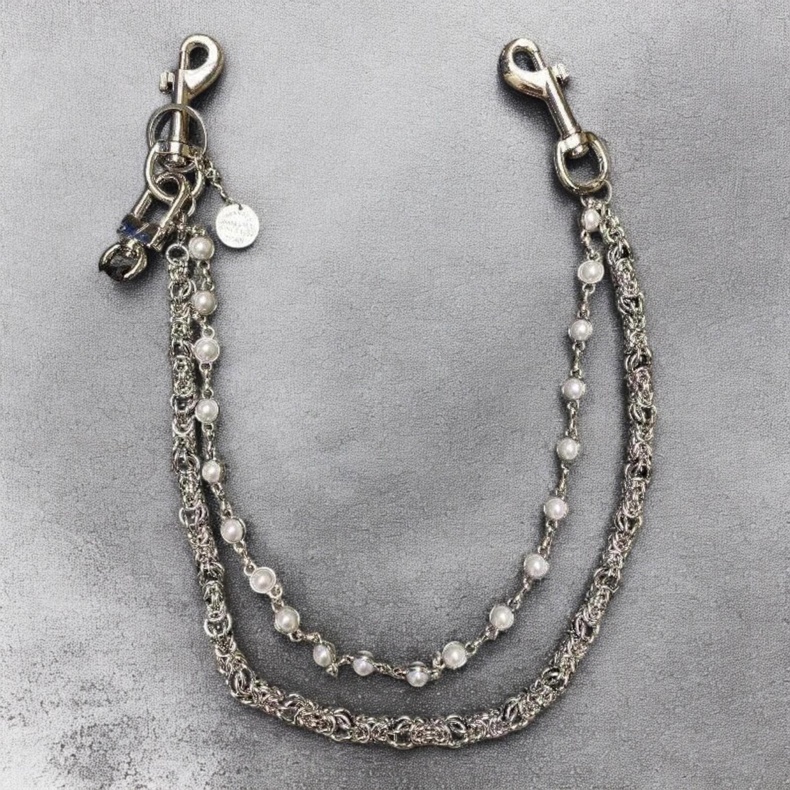 Jewelry Double Layered Pearl Wallet Chain, Keychain for Jeans Size ONE SIZE - 6 Thumbnail