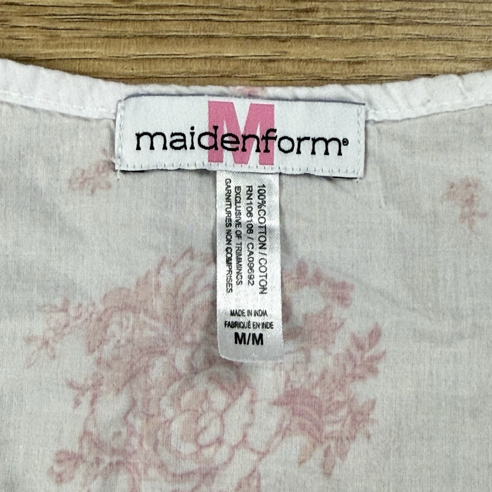 Vintage Maidenform Mini Dress V-Neck Floral Pattern White Pink Size M Womens Size M / US 6-8 / IT 42-44 - 5 Thumbnail