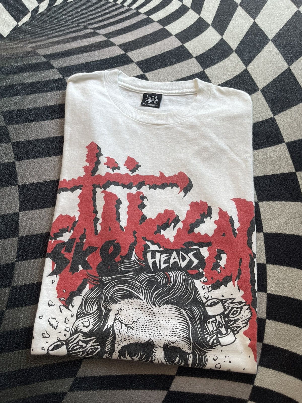 Stussy Stussy Sk8 Heads Skull Graphic Tee White XL Size US XL / EU 56 / 4 - 1 Thumbnail
