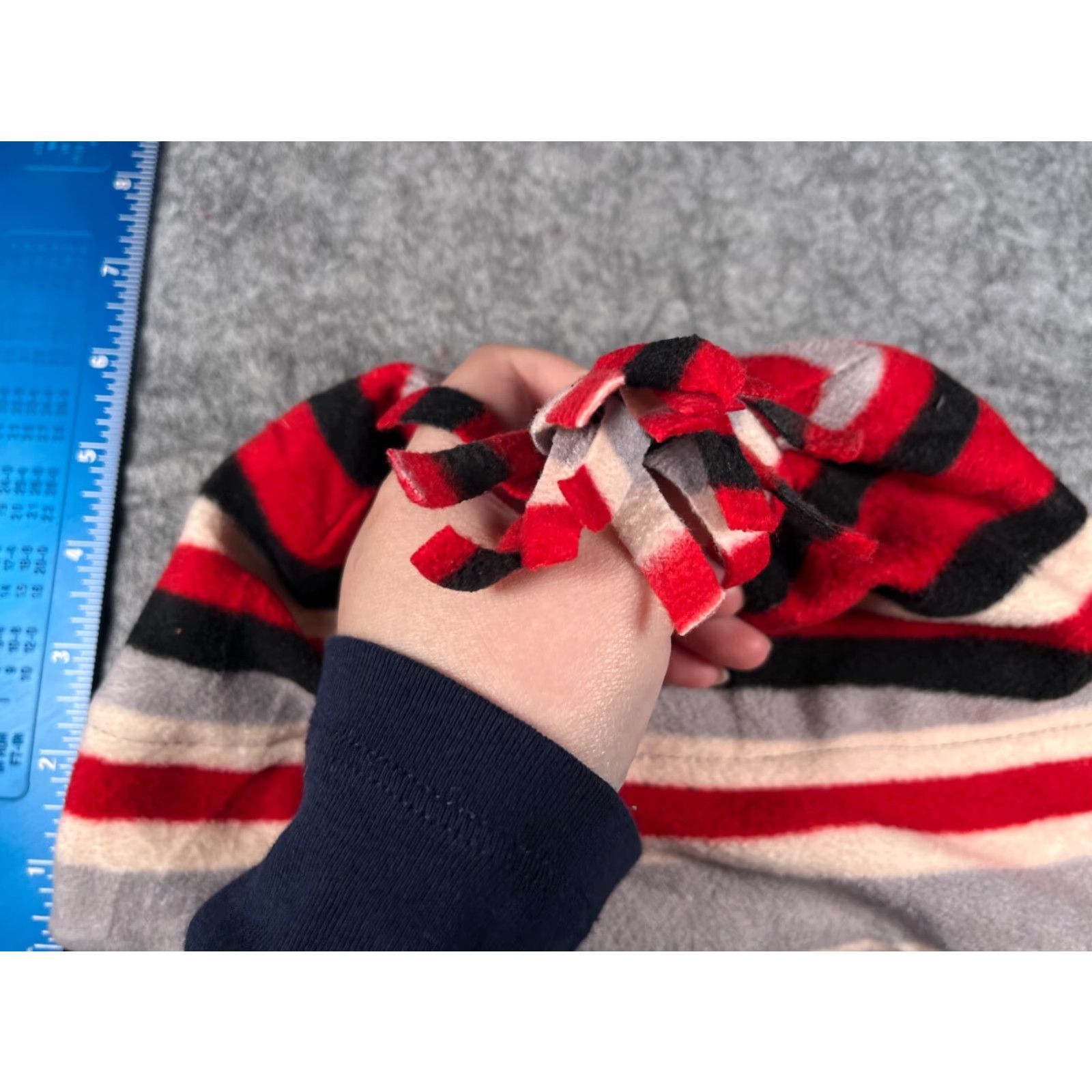 Walmart Walmart Beanie Toque Womens One Size Red Black Gray Stripe Knit Polyester Pom Hat Size ONE SIZE - 3 Thumbnail