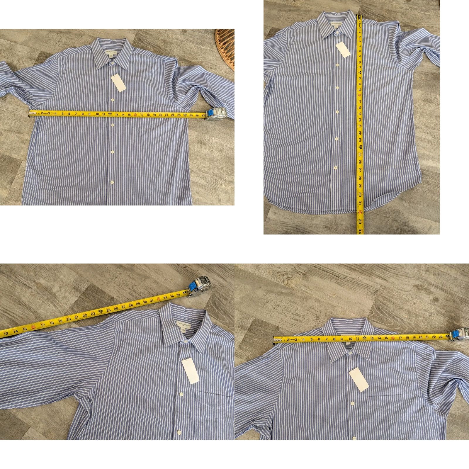 Banana Republic Banana Republic Button-Up Shirt Mens Large Blue Striped Long Sleeve Cotton NWT Size US L / EU 52-54 / 3 - 8 Thumbnail