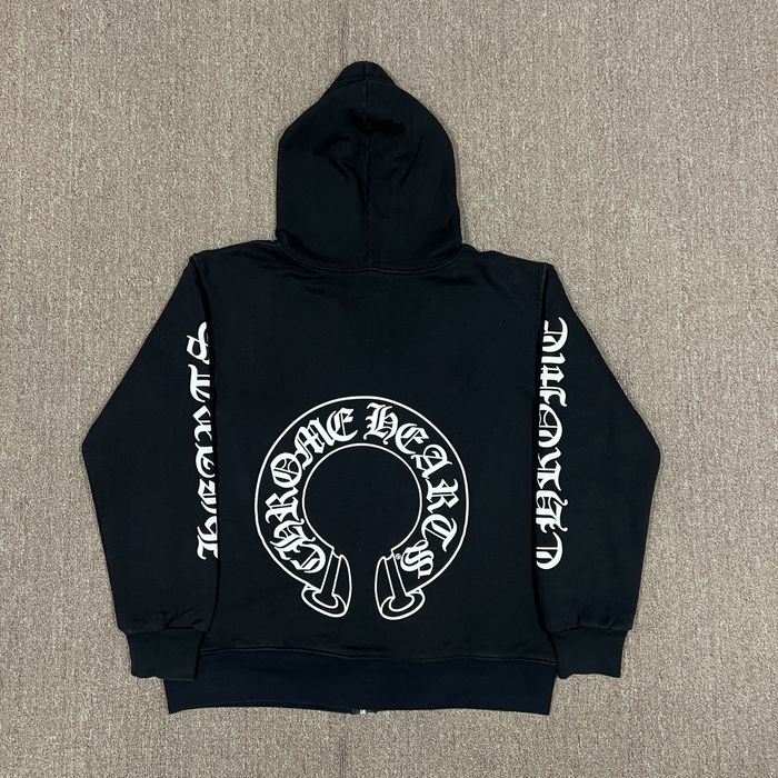 Chrome Hearts Chrome Hearts Horseshoe Logo Zip Up Hoodie | Grailed