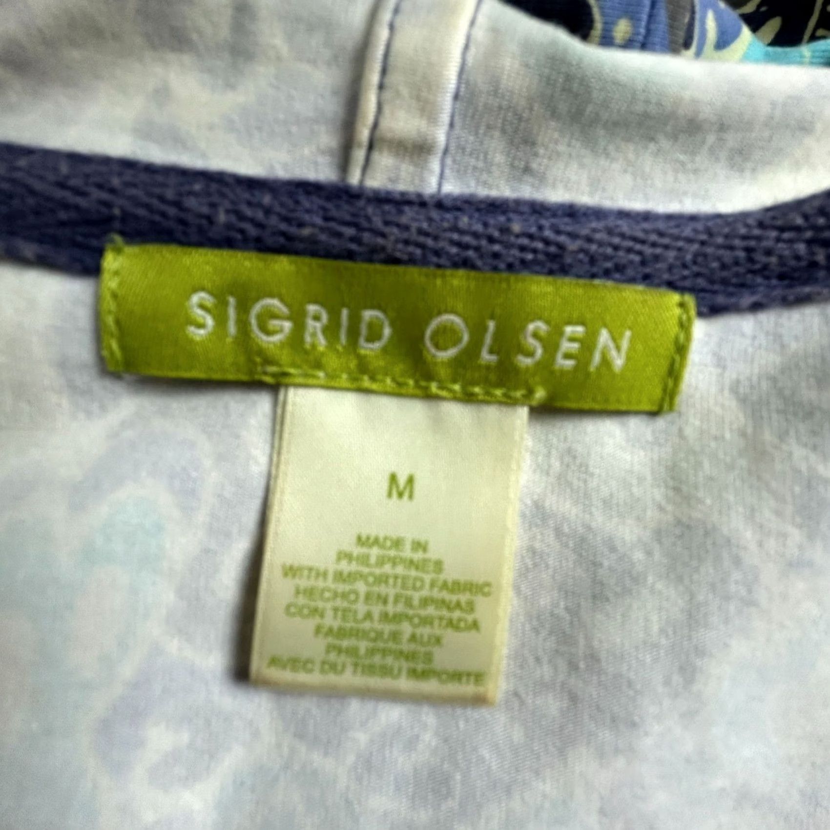 Vintage Sigrid Olsen Womens Paisley Zip-Up Hoodie Jacket Medium Green Stretch Pockets Size M / US 6-8 / IT 42-44 - 3 Thumbnail