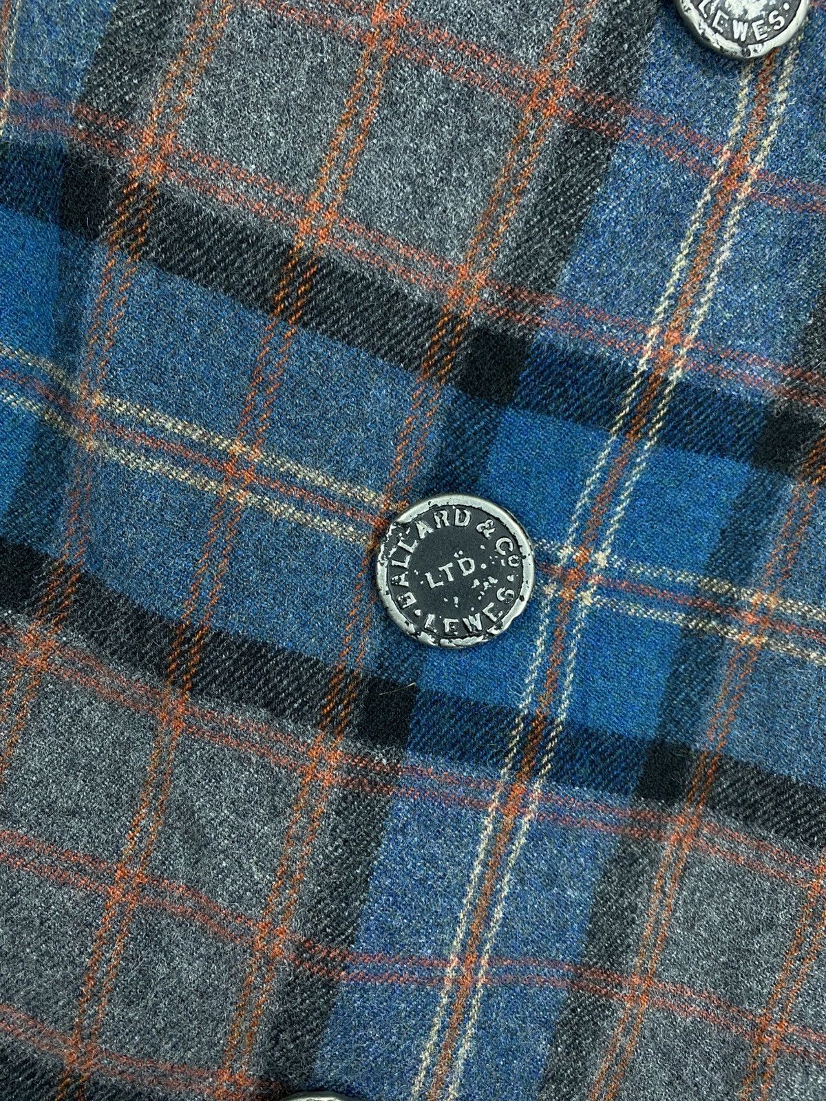 Japanese Brand Vtg Low Hurtz Blue & Grey Wool Plaid Sherpa Collar Jacket Size US M / EU 48-50 / 2 - 10 Thumbnail