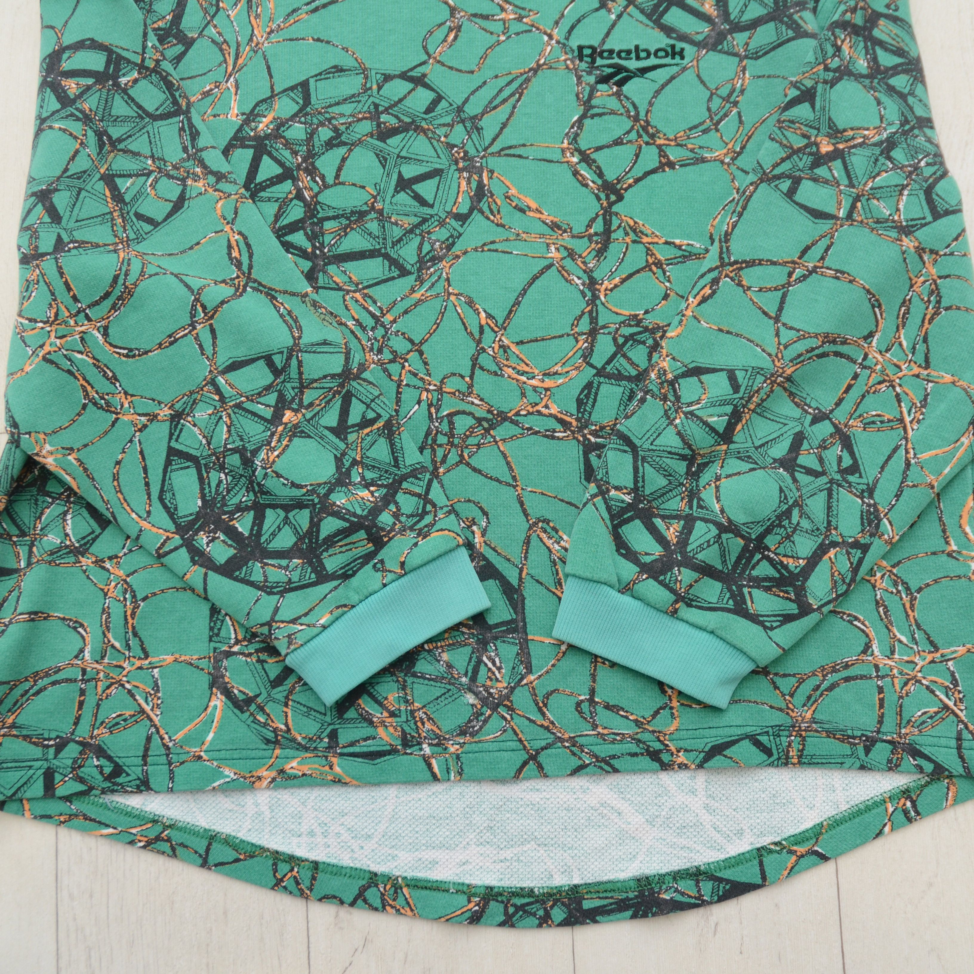 Reebok Vintage Reebok Sweatshirt Abstract Green Star Chain Pattern Size US L / EU 52-54 / 3 - 7 Thumbnail