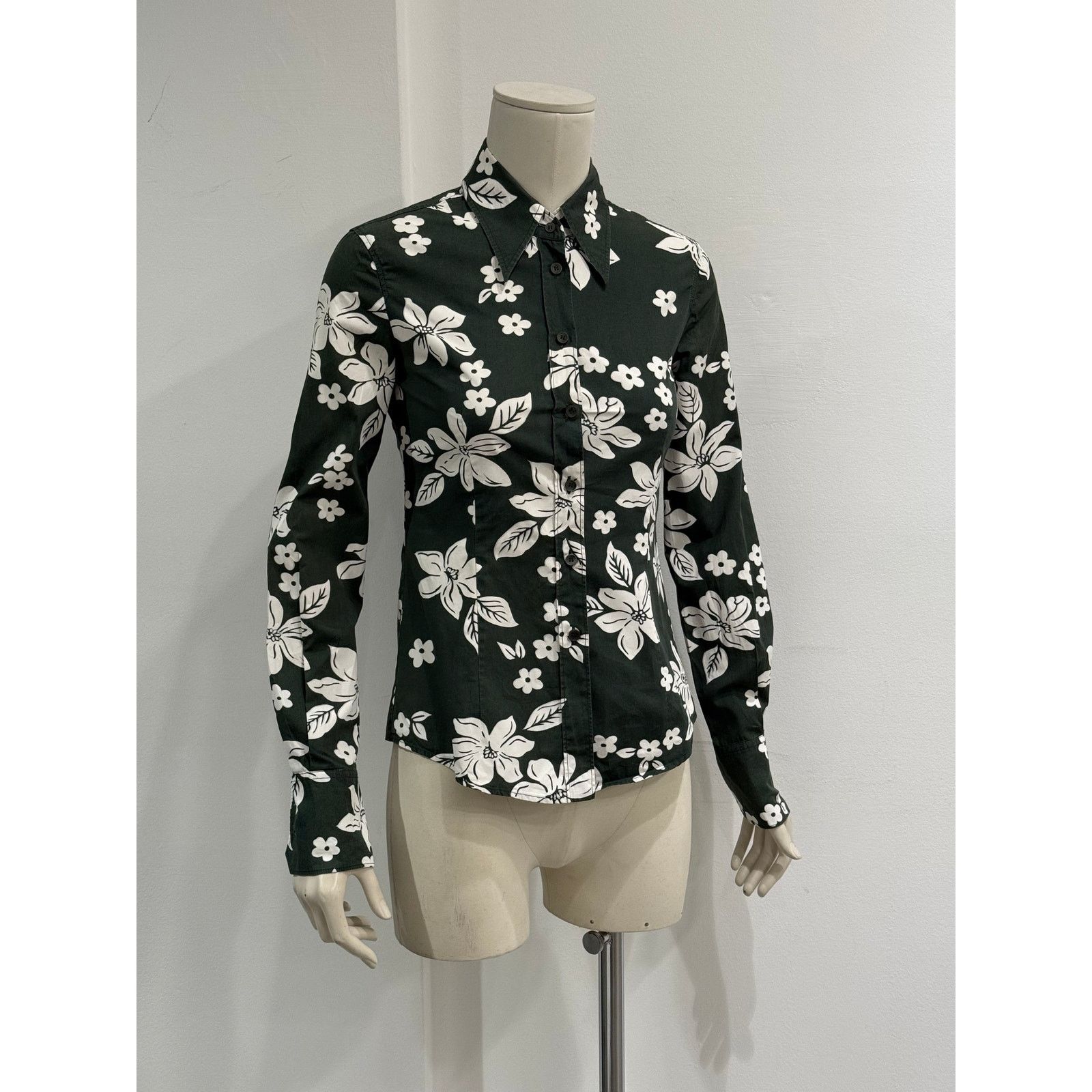 Miu Miu S/S2003 Miu Miu floral green shirt Size S / US 4 / IT 40 - 2 Thumbnail