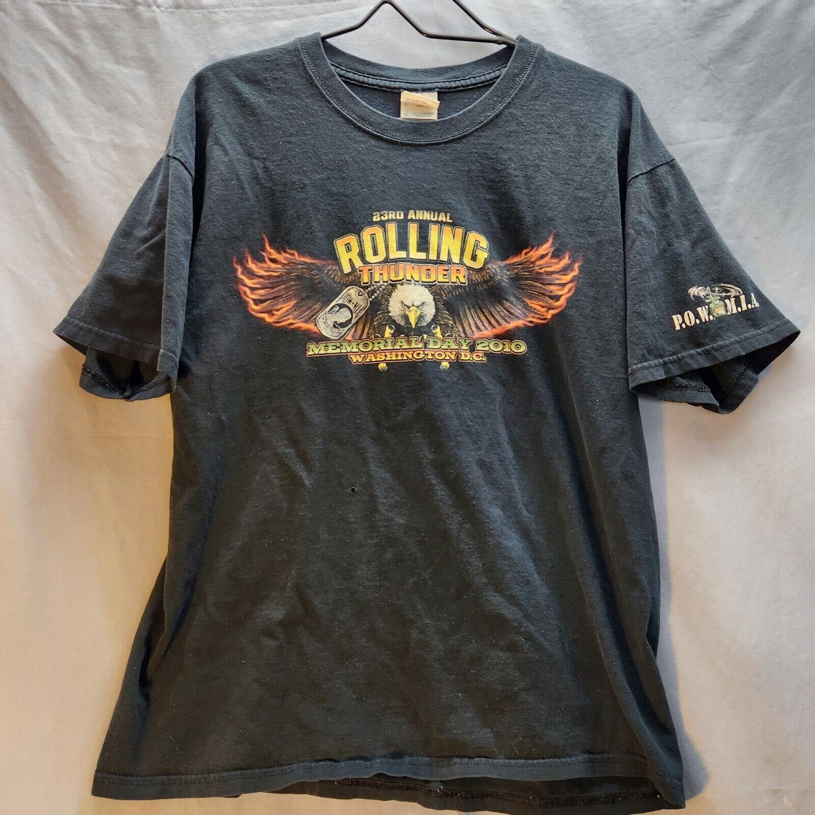 Gildan 2010 Rolling Thunder Motorcycle Rally Tshirt Size Large Size US L / EU 52-54 / 3 - 1 Thumbnail