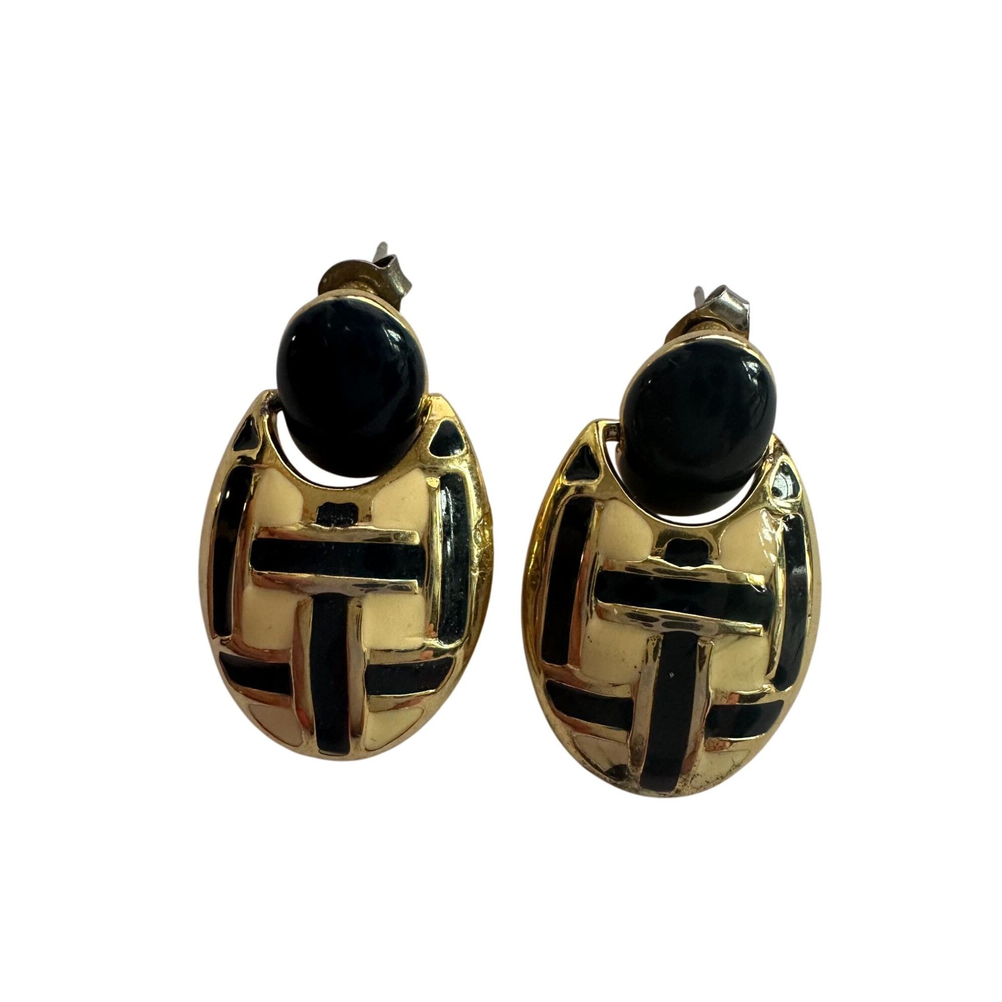 Other Women's Round Gold tone Dangle Earrings with Navy blue and W Size ONE SIZE - 4 Thumbnail