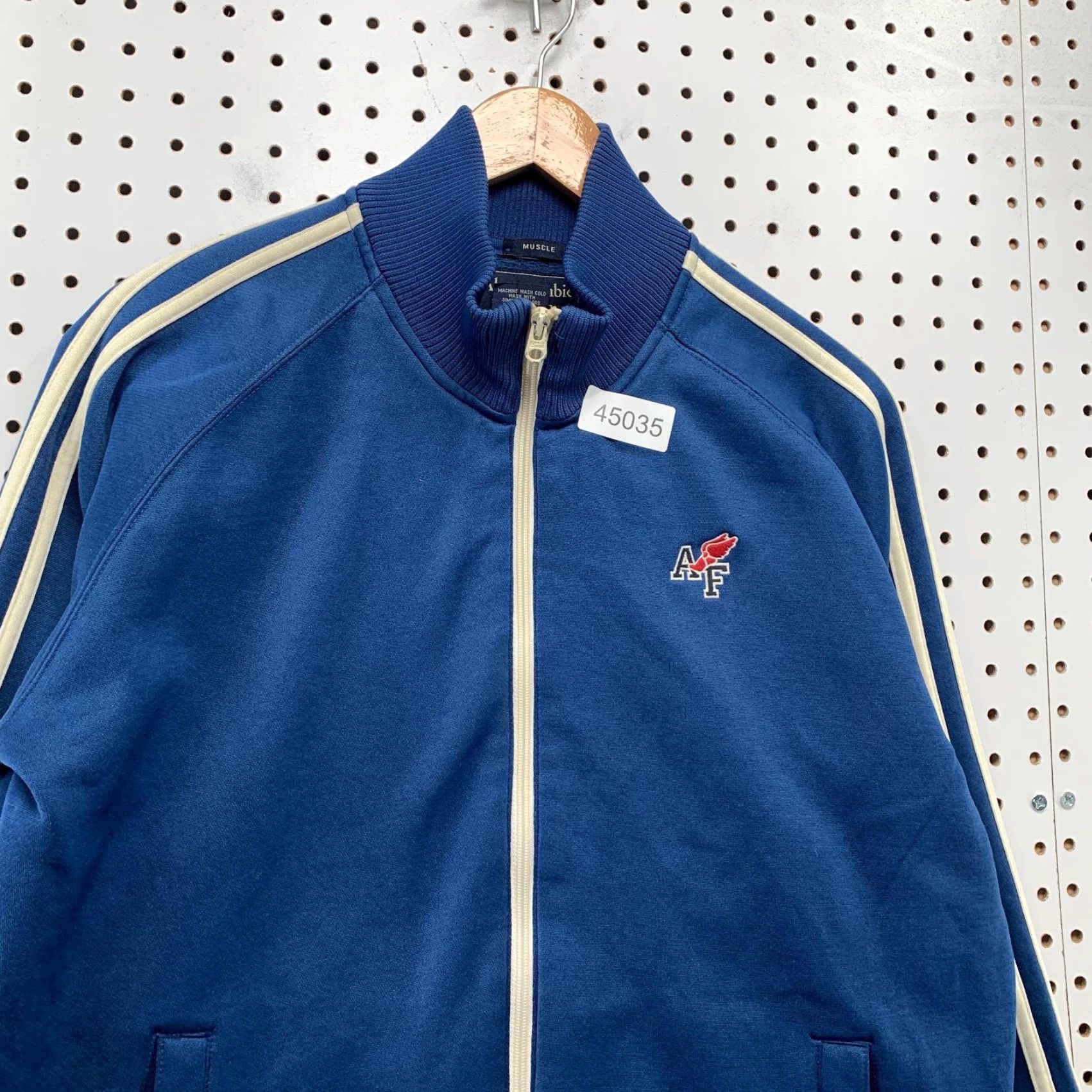 Abercrombie & Fitch VINTAGE Abercrombie & Fitch Track Jacket Mens Large Blue Muscle Wing Foot Logo Jacket Size US L / EU 52-54 / 3 - 7 Thumbnail