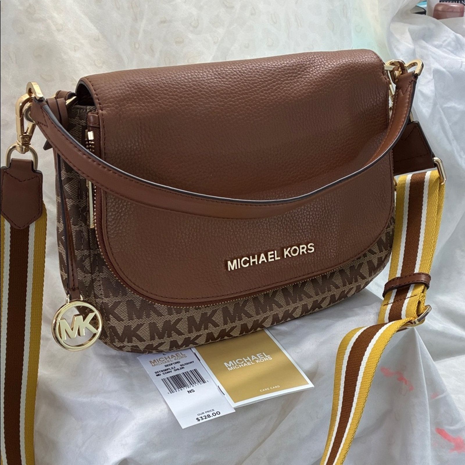 Michael Kors Michael Kors Brown and Tan Messenger Crossbody Size ONE SIZE - 2 Thumbnail