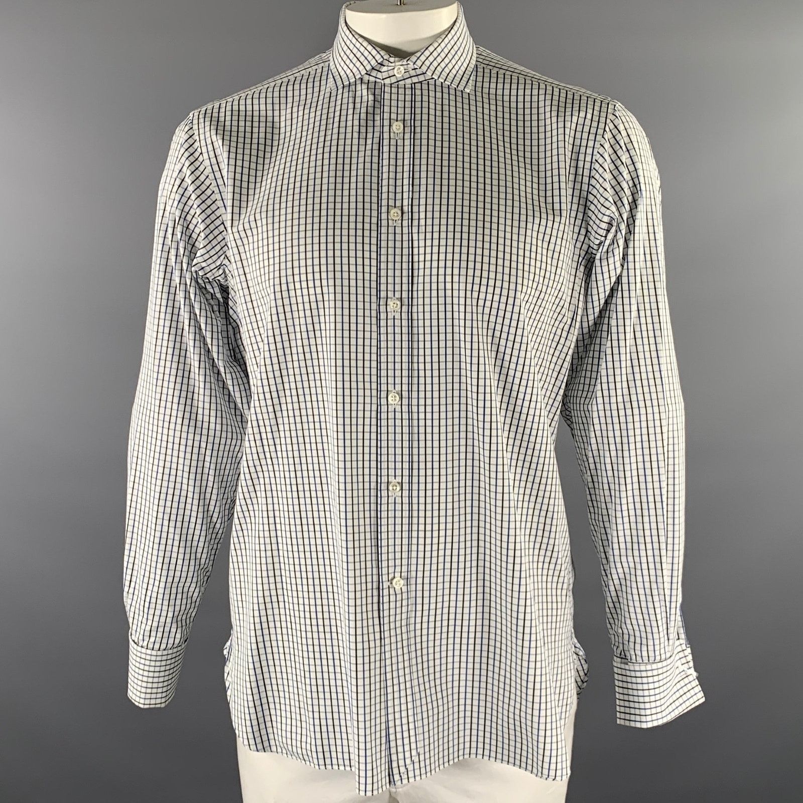 Ralph Lauren RALPH LAUREN White Black Blue Check Cotton Long Sleeve Shirt Size US XL / EU 56 / 4 - 1 Thumbnail