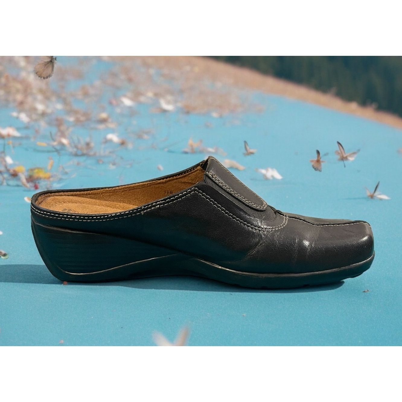 Unknown London Naturalizer Shoes Womens 9.5 M Clogs Mules Black Leather Size US 9.5 / IT 39.5 - 2 Thumbnail
