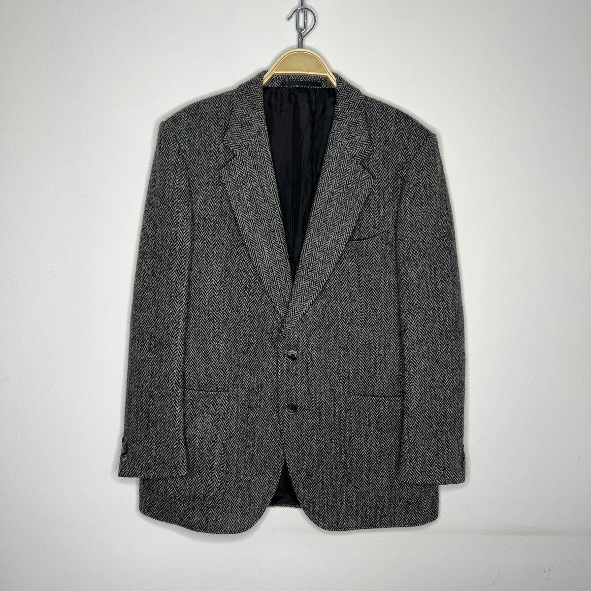 Designer × Harris Tweed × Vintage Vtg Harris Tweed Grey Coat WOOL Jacket Blazer 40 R Size 40R - 1 Thumbnail