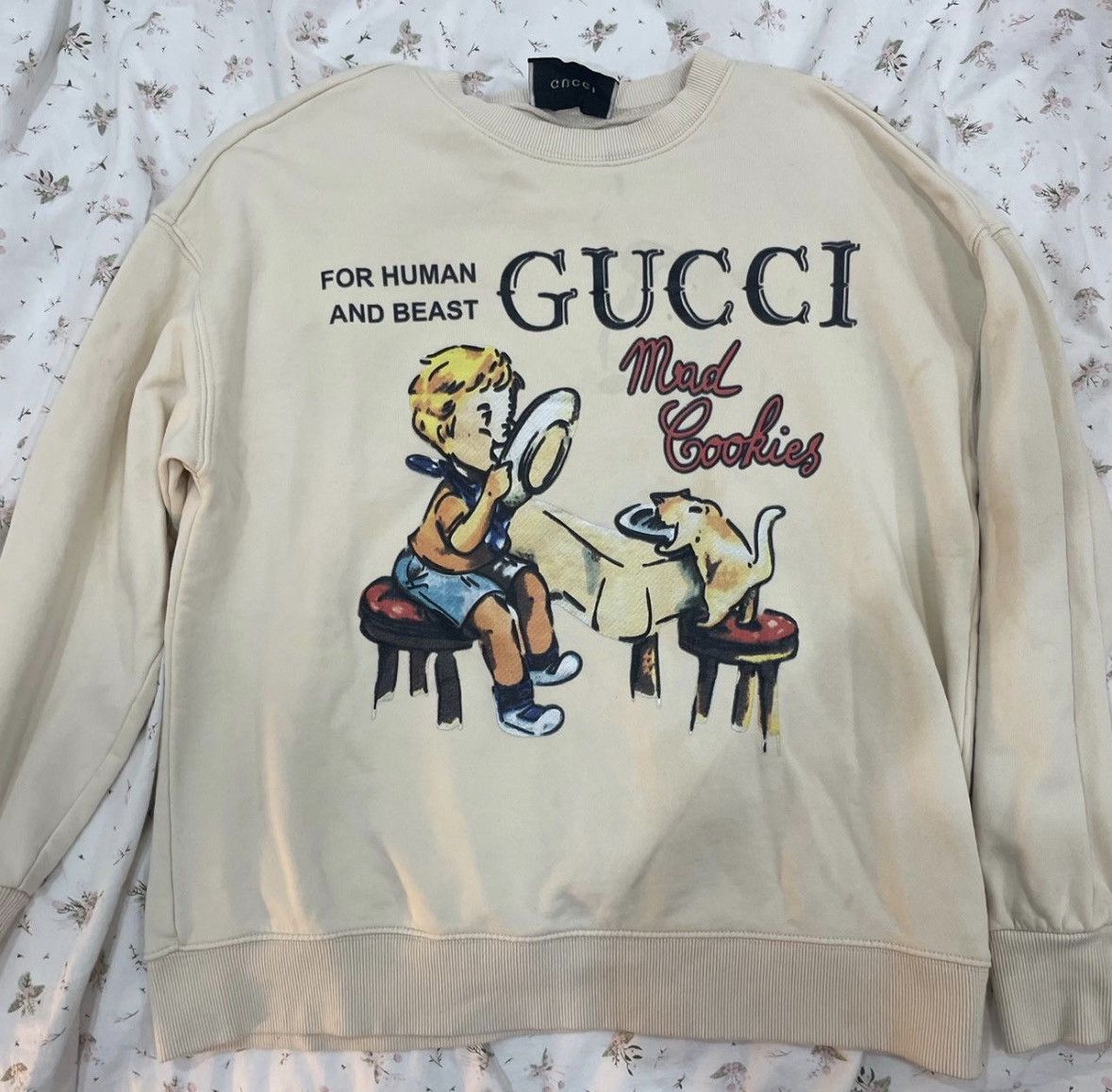 Gucci Gucci “Mad for Cookies” Cream Crewneck Size S / US 4 / IT 40 - 1 Thumbnail