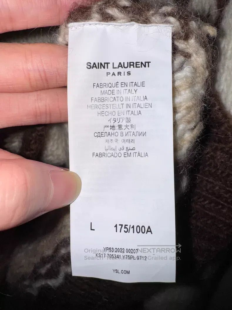 Saint Laurent Paris Saint Laurent Paris Round Neck White and Brown Embroidered Size US L / EU 52-54 / 3 - 7 Thumbnail