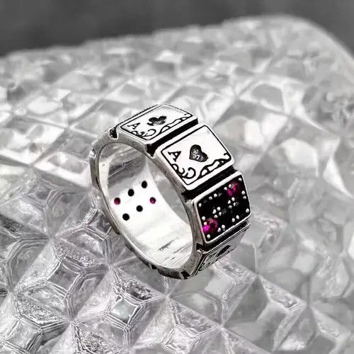 Jewelry × Ring Of Fire Ace Card Playing Poker Player Spades Hearts Ring Size ONE SIZE - 4 Thumbnail