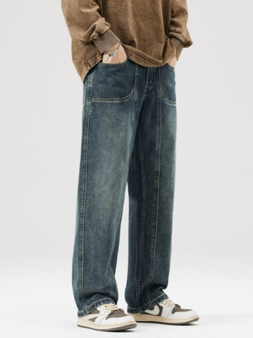 Japanese Brand American retro men's loose patchwork pocket jeans Size US 32 / EU 48 - 2 Thumbnail