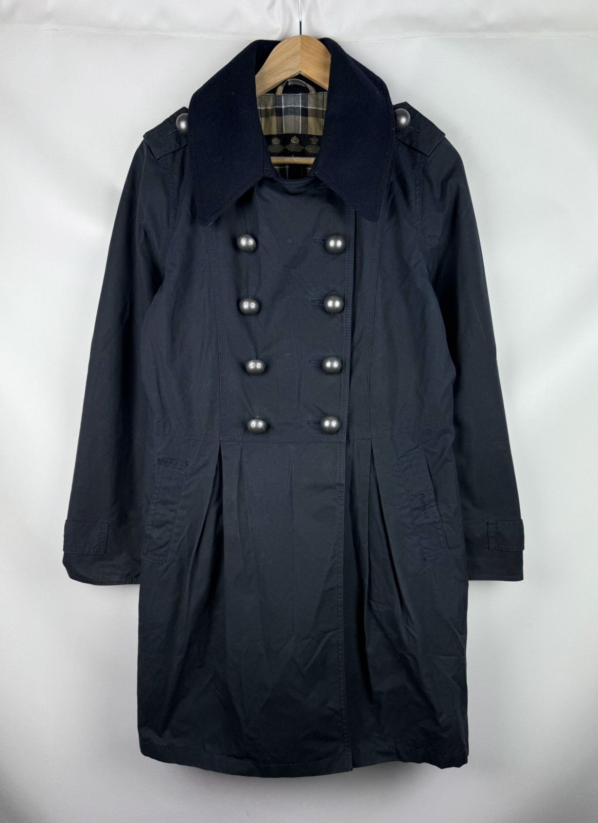 Barbour Barbour Ladies Wax Waxed Cotton Double Breasted Trench Coat Size L / US 10 / IT 46 - 1 Thumbnail
