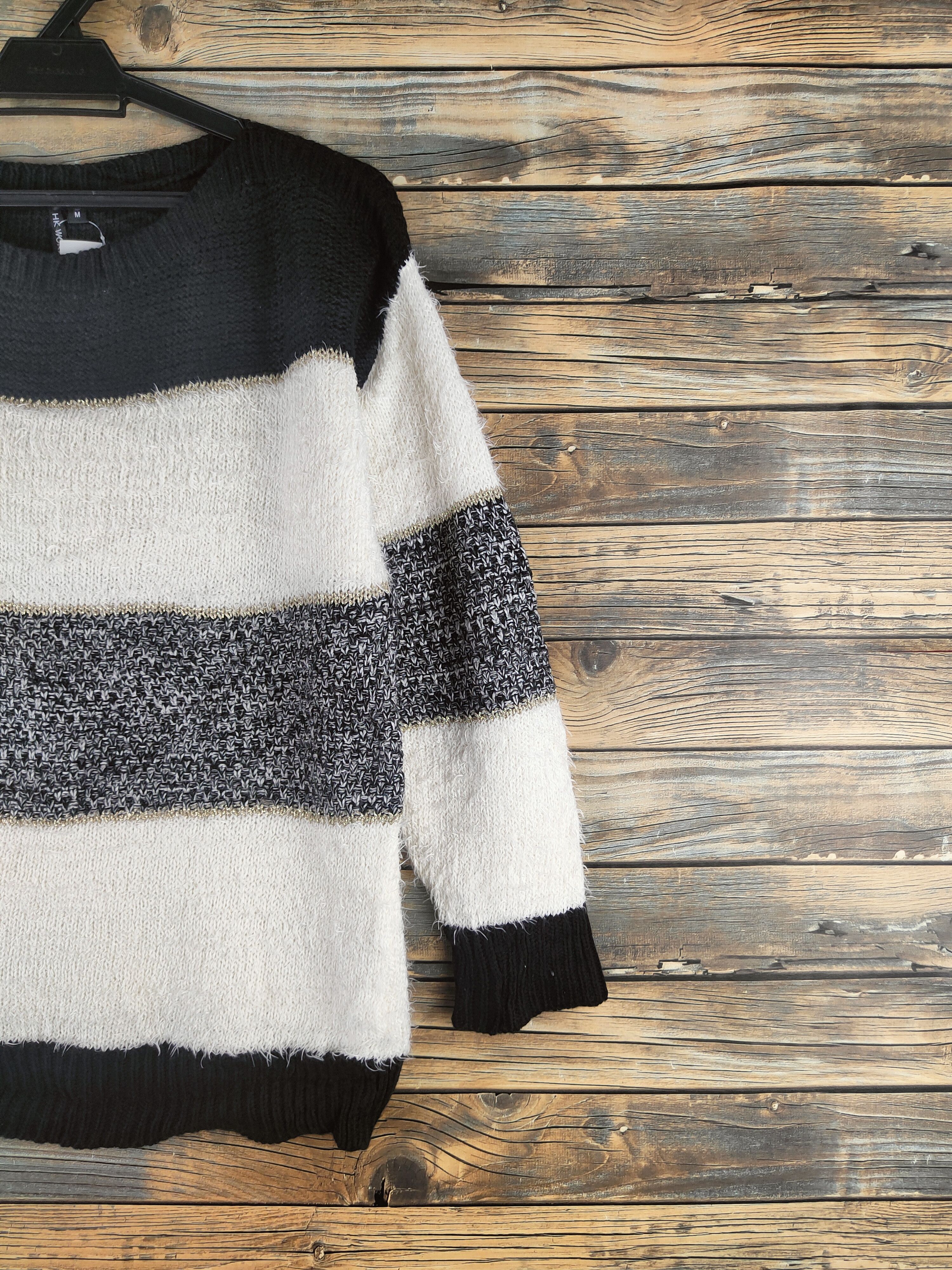 Japanese Brand DL HK Works London Black White Fur Mohair Knitwear #46-908 Size M / US 6-8 / IT 42-44 - 5 Thumbnail