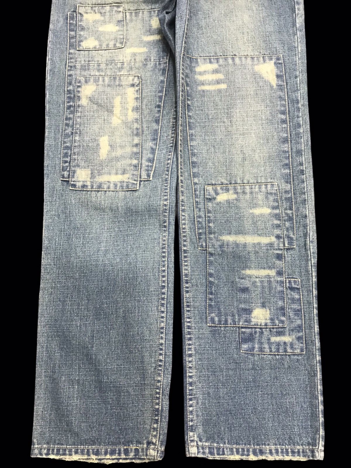 Japanese Brand 💥DENIM ART💥NYLAUS Japan Patchwork Crash Denim F153 Size US 34 / EU 50 - 3 Thumbnail