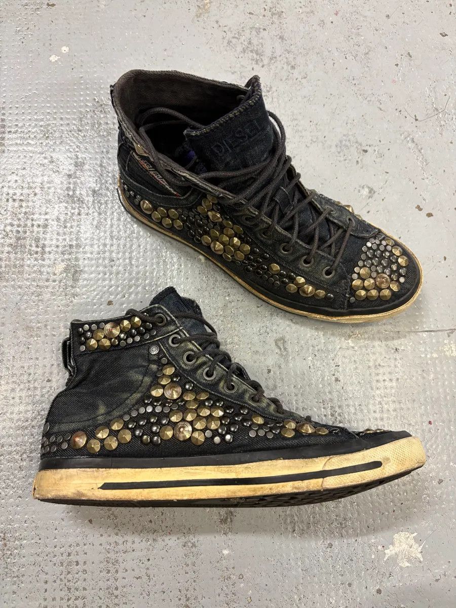 Diesel 2000s Diesel Navy Denim Studded High Sneakers Size US 8 / EU 41 - 5 Thumbnail