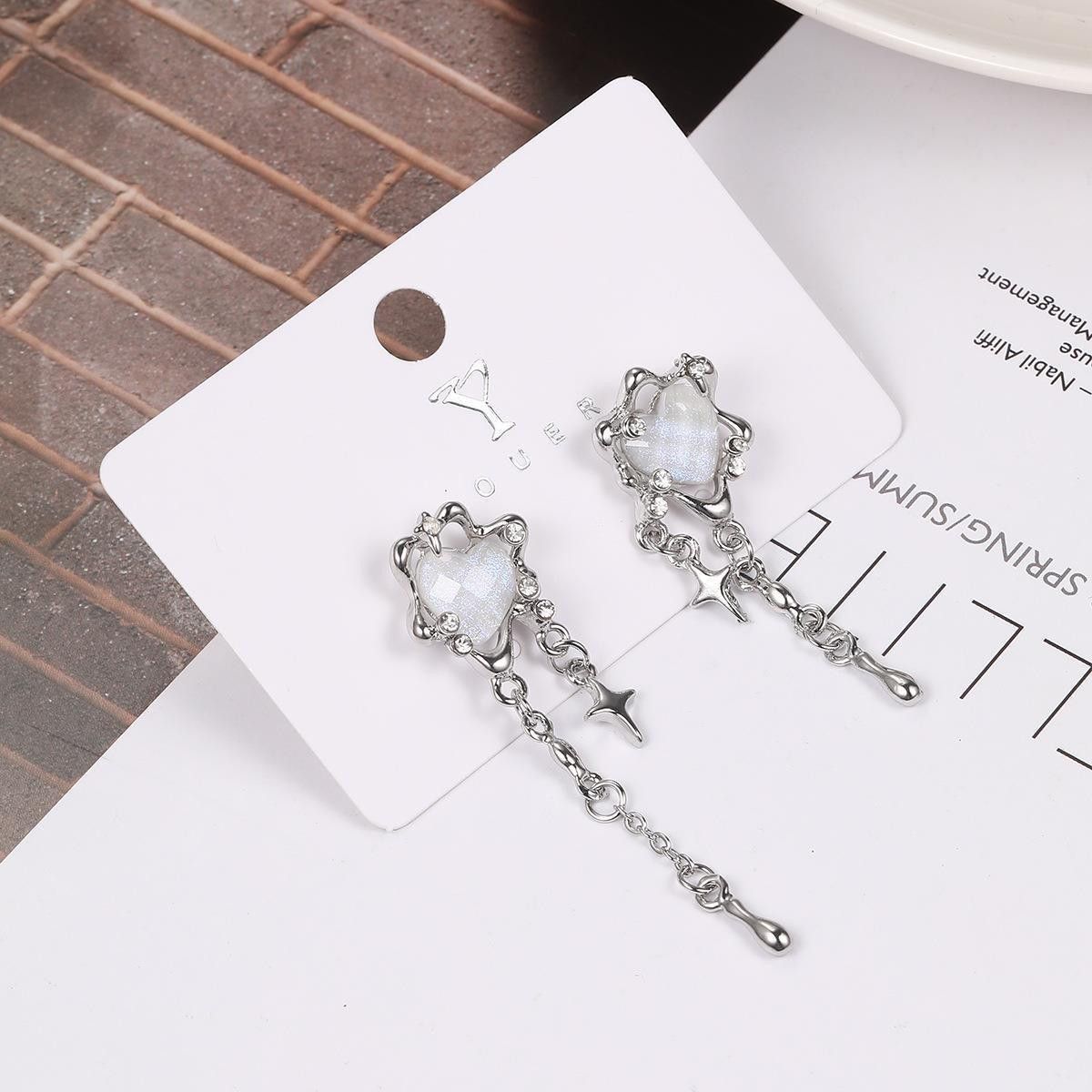 Jewelry Crystal Drippy Stone Earrings Gothic Punk Chrome Jewelry Size ONE SIZE - 2 Thumbnail