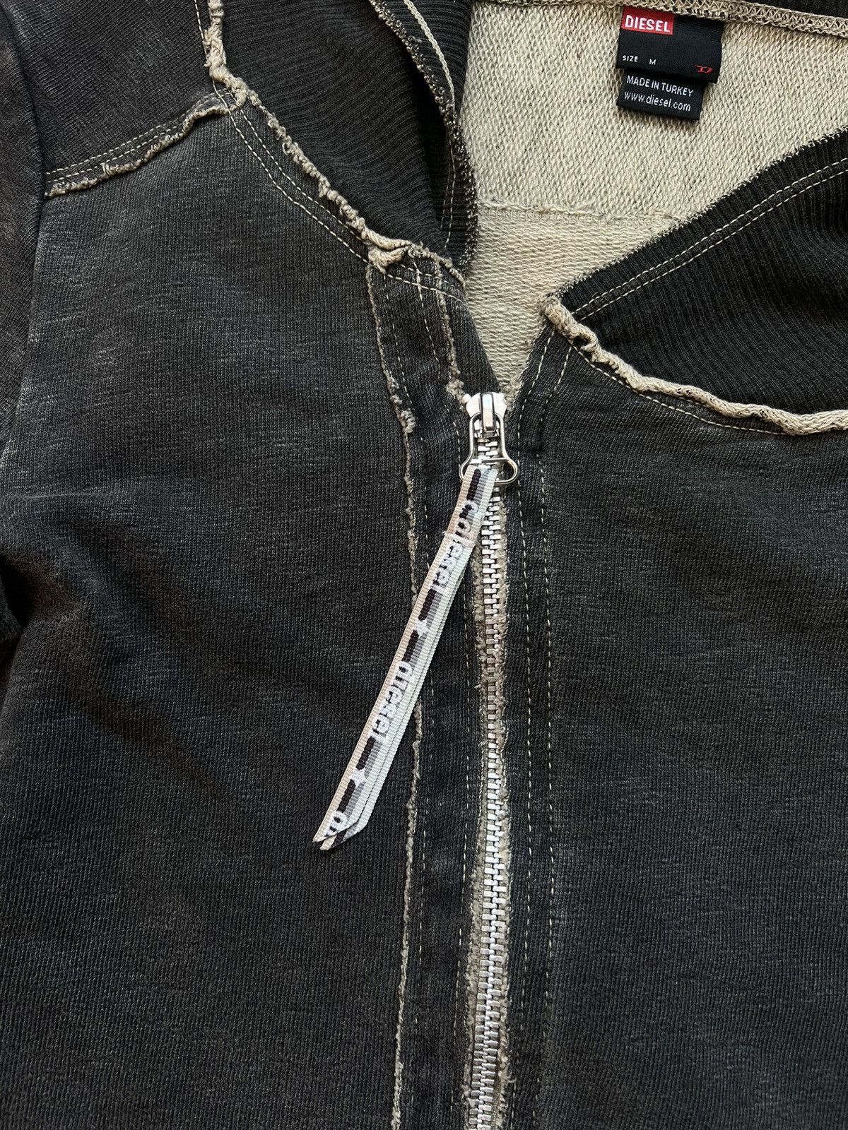 Diesel Archive Distressed Zip Up Top Jumper Y2K Grunge