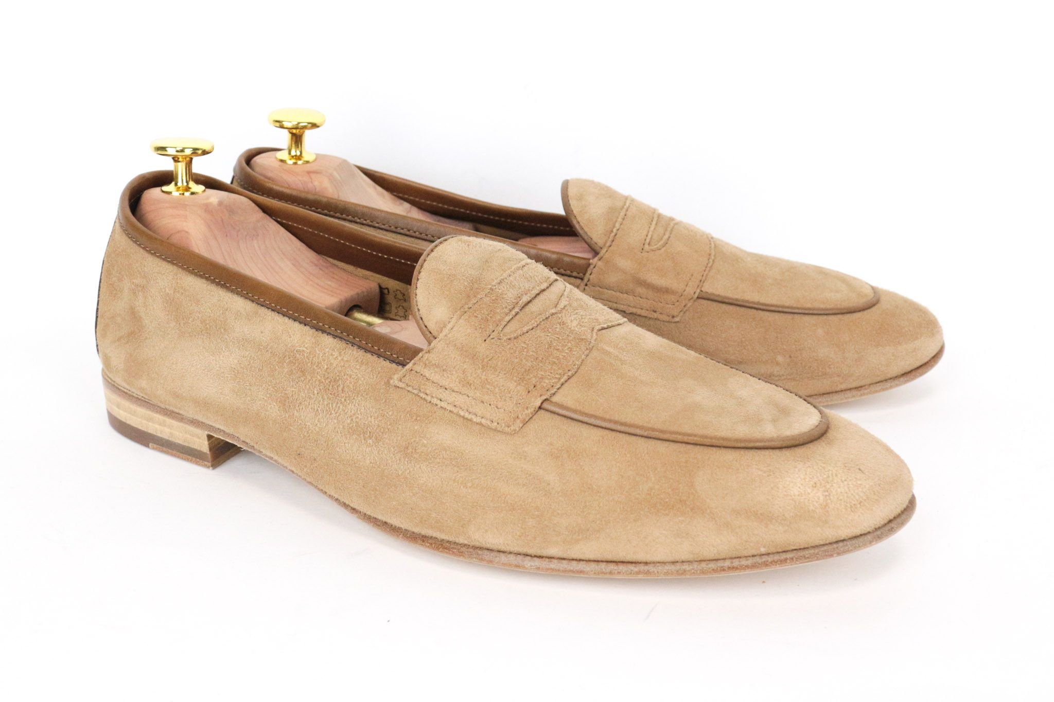 image of Suitsupply Eu43 Brown Suede Slip On Low-Top Loafers Shoes 68792, Men's (Size 10)