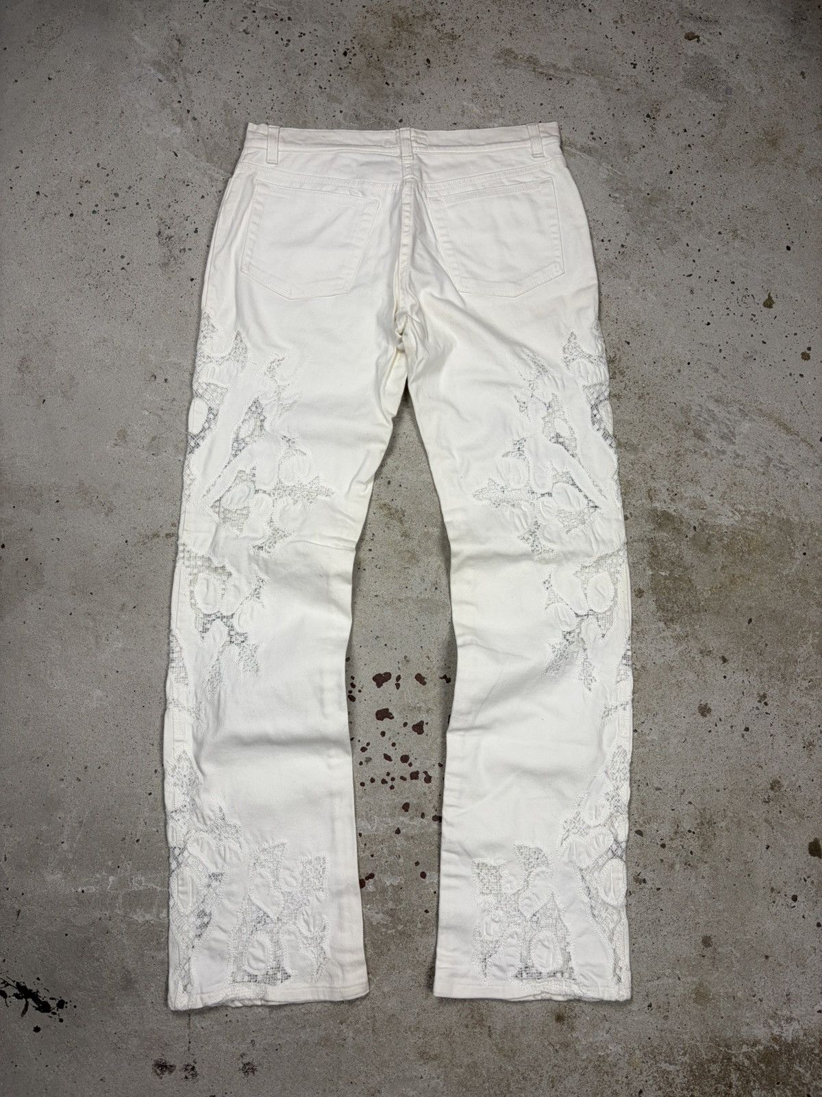 Roberto Cavalli Vintage 2000s Roberto Cavalli White Lace Embroidery Pants Size 30" / US 8 / IT 44 - 2 Thumbnail