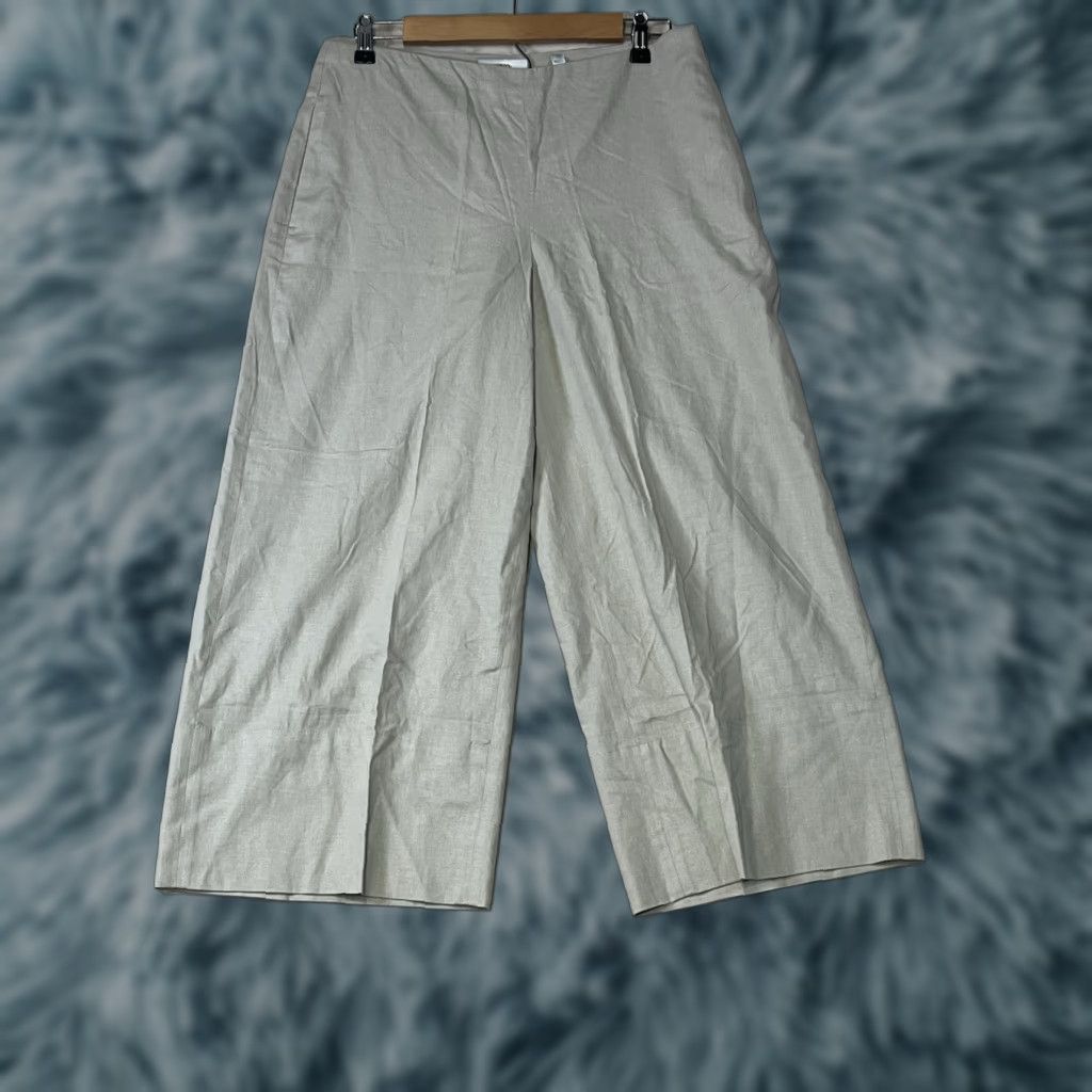 Vince Vince Wide-Leg Cropped Linen Blend Pants Beige Size 6 Women Regular Pockets Comfort Size 28" / US 6 / IT 42 - 1 Thumbnail