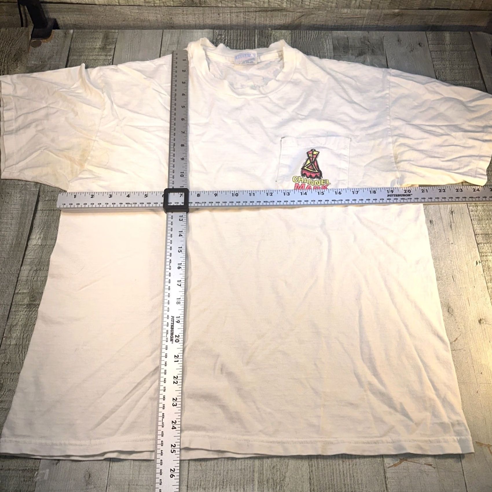 Hanes VINTAGE Channel Mark Pocket T-Shirt Mens Large White USA Made Hanes Shirt Size US L / EU 52-54 / 3 - 6 Thumbnail