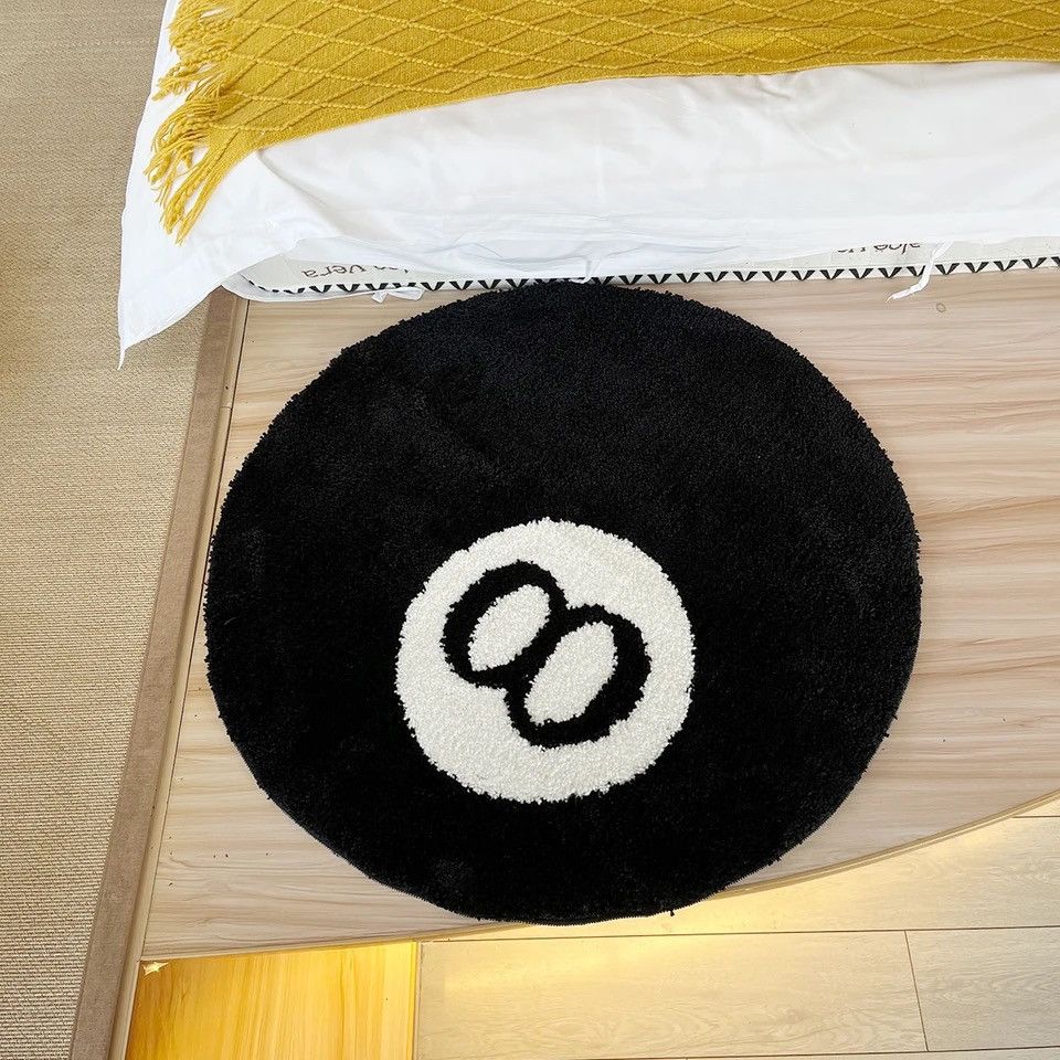 Japanese Brand Black 8 BALL rugs Soft Tufted Rug Cute Size ONE SIZE - 4 Thumbnail
