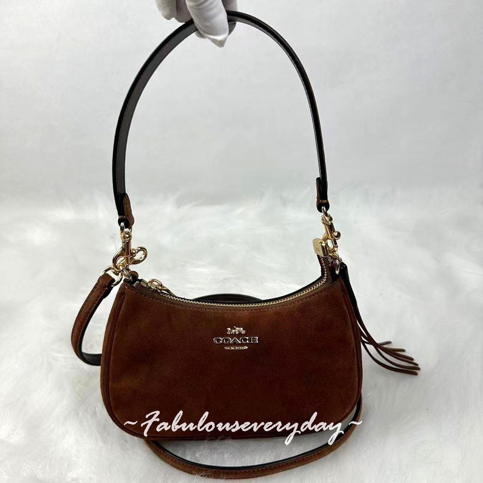 Coach Coach Teri Mini Crossbody/Shoulder Suede/Gold/Vintage Brown Size ONE SIZE - 1 Thumbnail