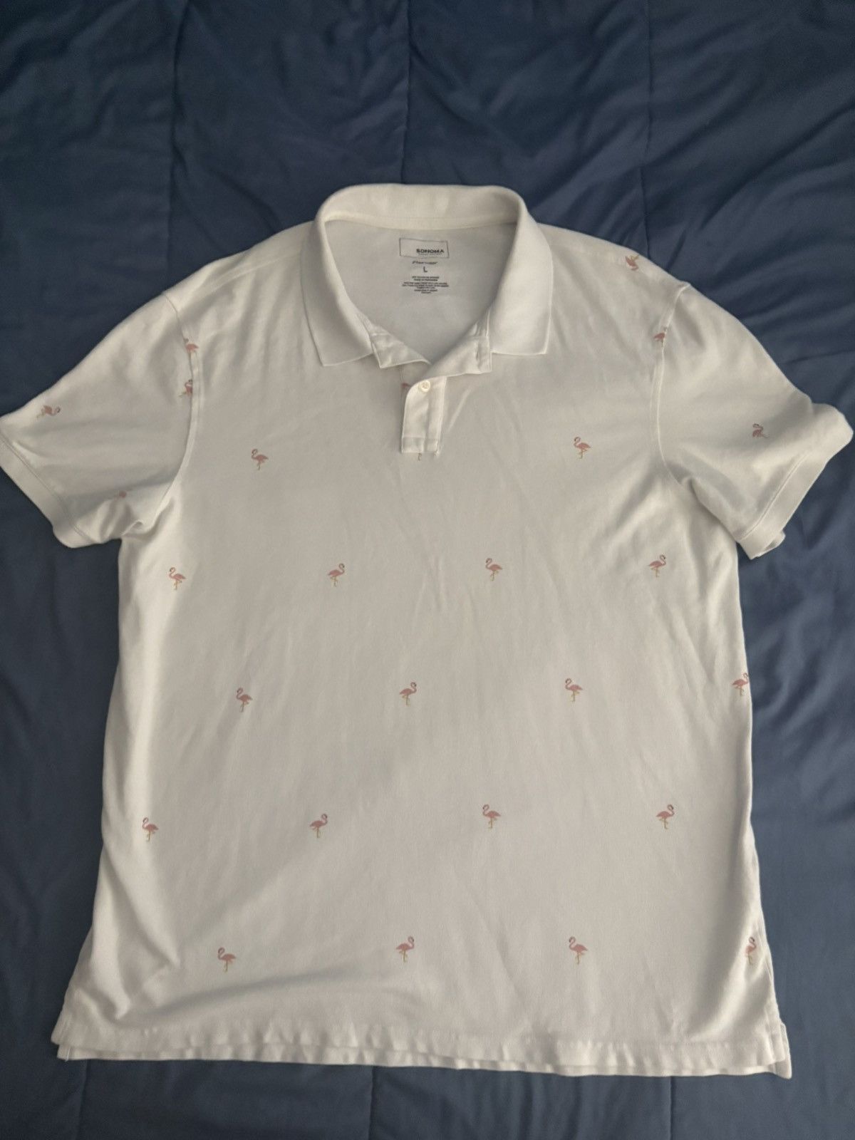 Sonoma Sonoma Flexwear White Flamingo Print Polo L Size US L / EU 52-54 / 3 - 1 Thumbnail