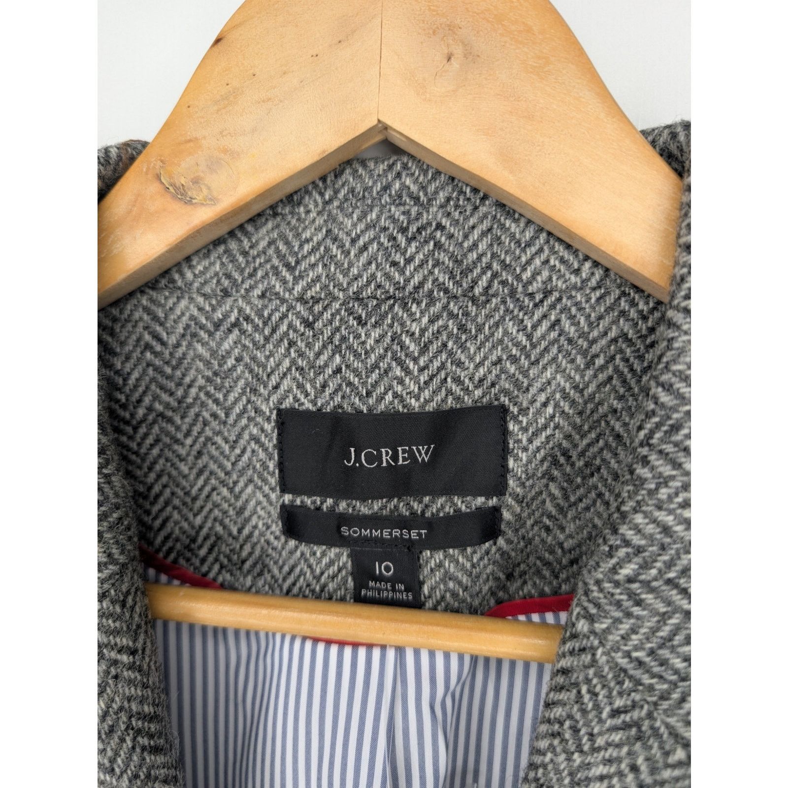 J.Crew J.Crew Sommerset Blazer Wool Herringbone Grey Size L / US 10 / IT 46 - 3 Thumbnail