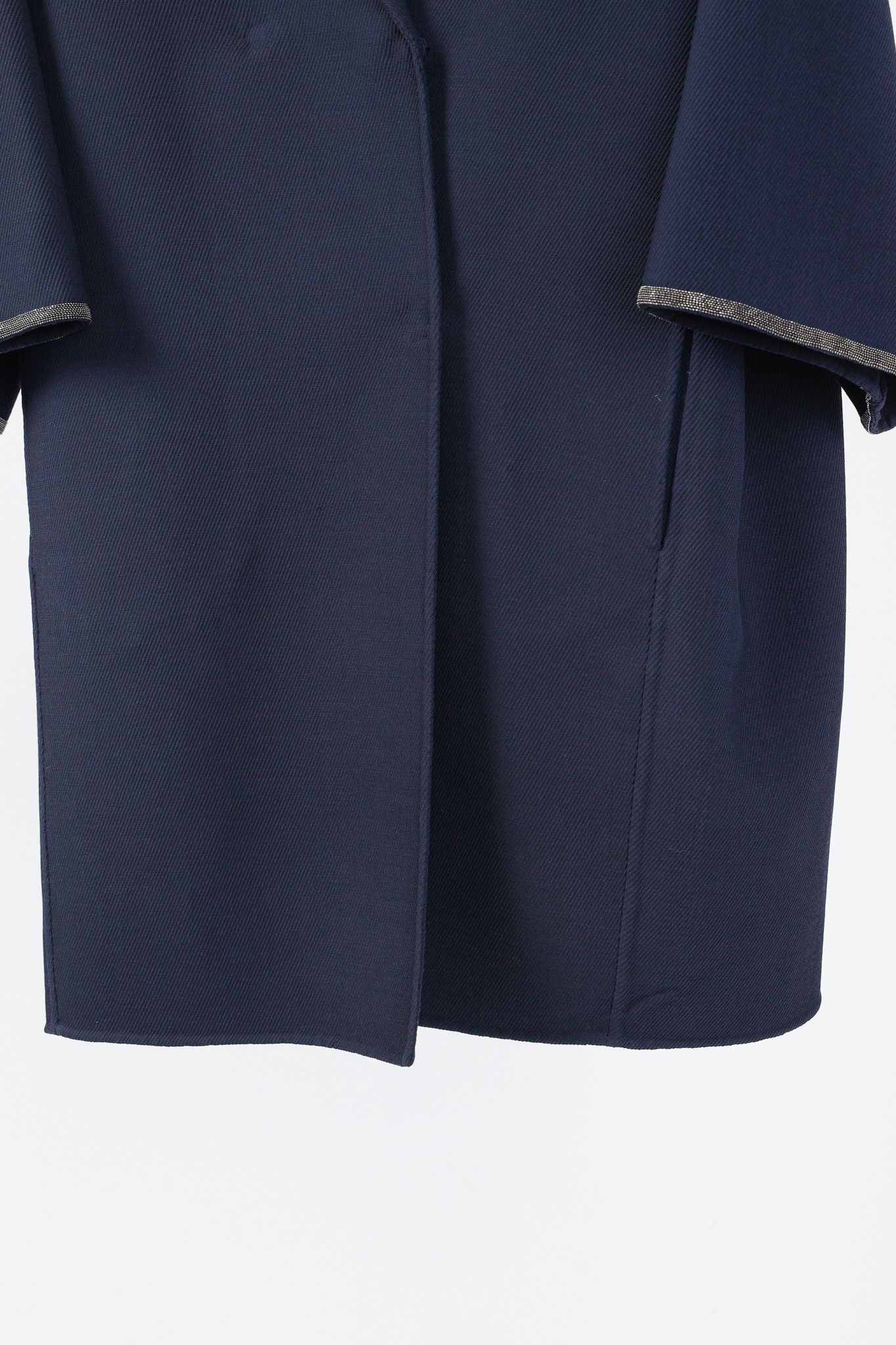 Fabiana Filippi Fabiana Filippi Navy Twill Bead-Trim Double-Breasted Coat Size XL / US 12-14 / IT 48-50 - 8 Thumbnail