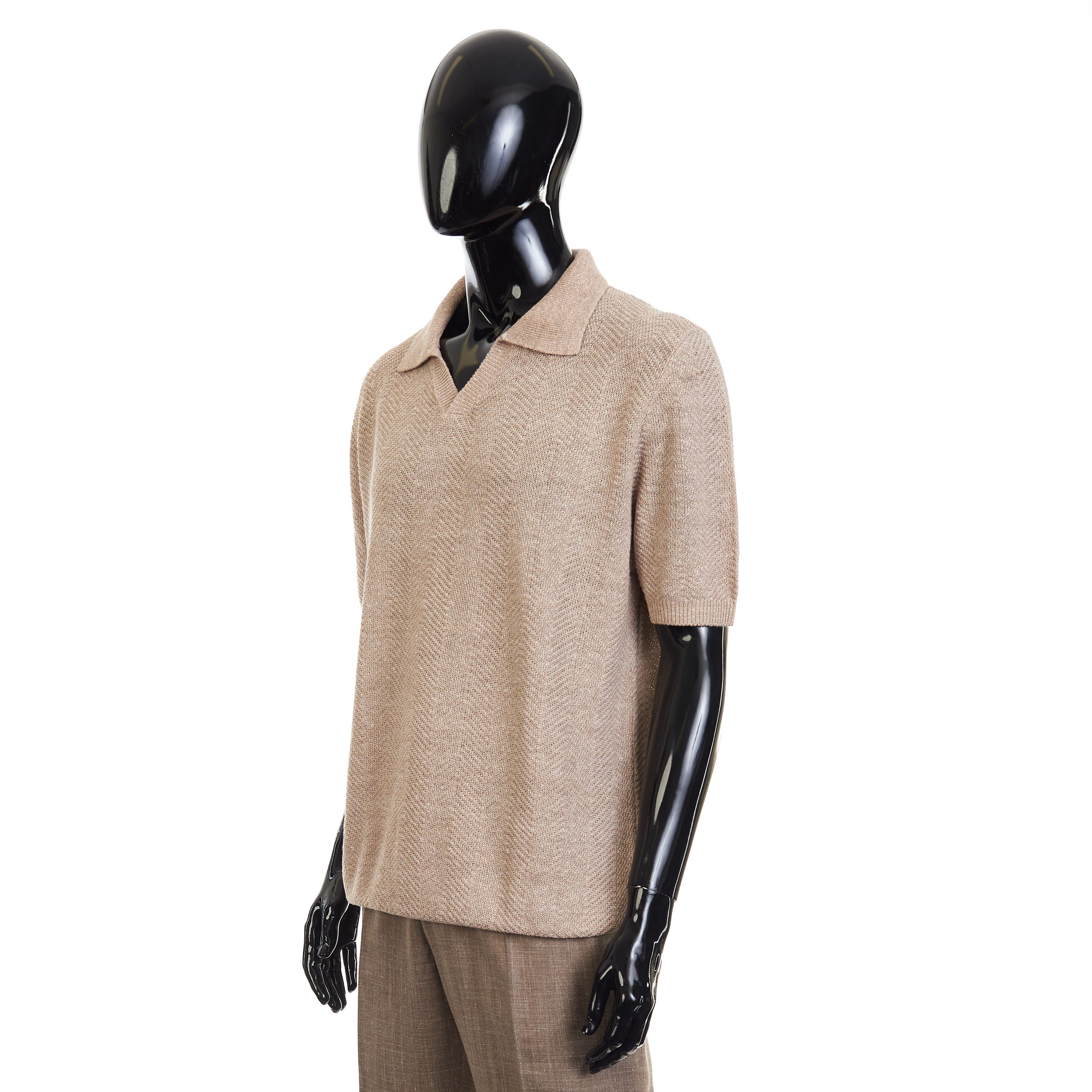 Other Brett Johnson Silk & Linen Polo Shirt, Herringbone Knit Size US M / EU 48-50 / 2 - 3 Thumbnail