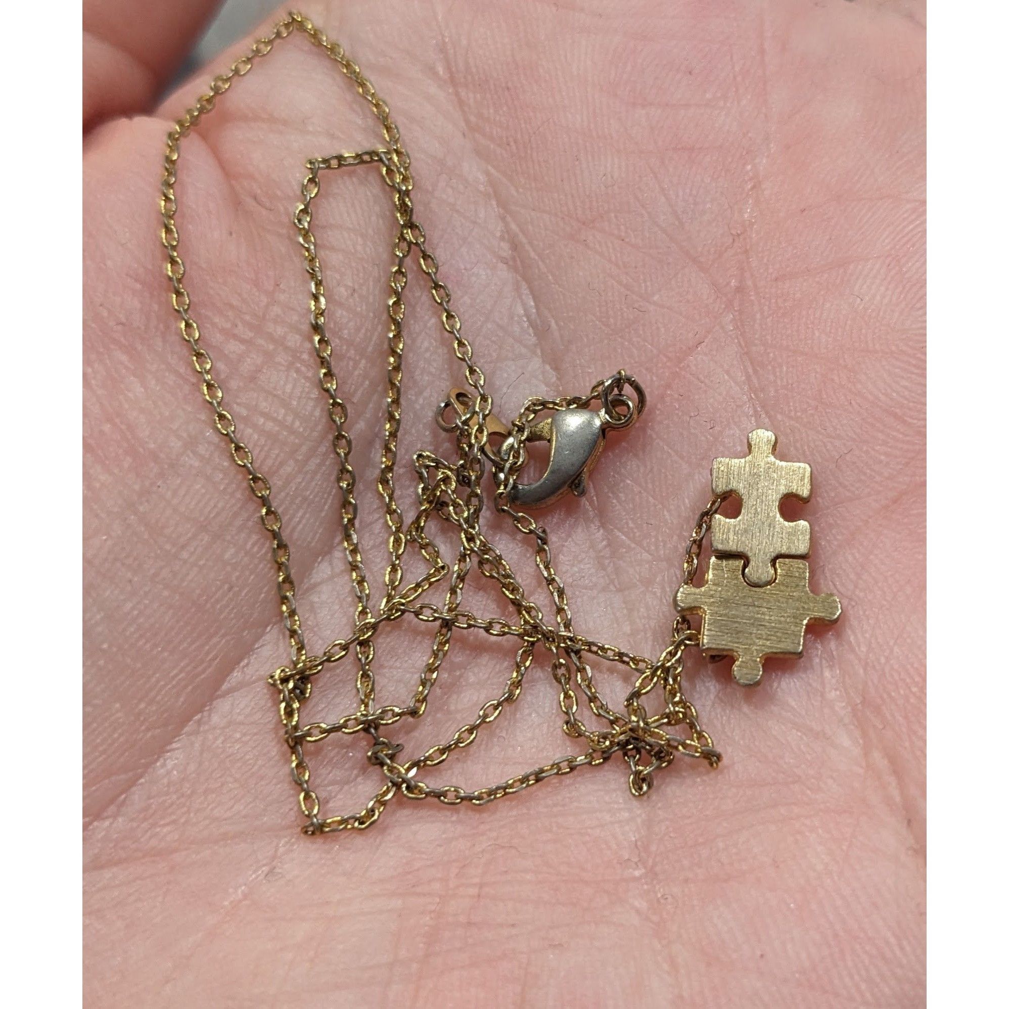 Other Minimalist Dainty Puzzle Piece Pendant Necklace Gold Tone Wi Size ONE SIZE - 6 Thumbnail