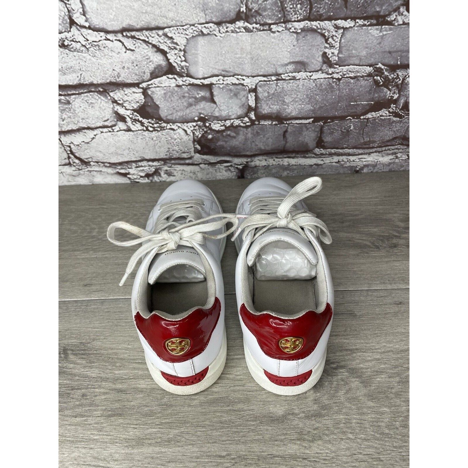 Tory Burch TORY BURCH Howell Court White Leather Red Sneakers Shoes Wom Size US 6.5 / IT 36.5 - 5 Thumbnail