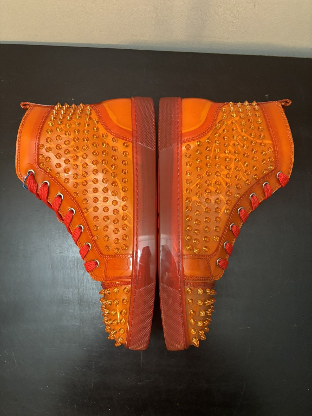 Christian Louboutin Christian Louboutin Red Bottom Louix Ray Spikes PVC Orange Size US 12 / EU 45 - 4 Thumbnail