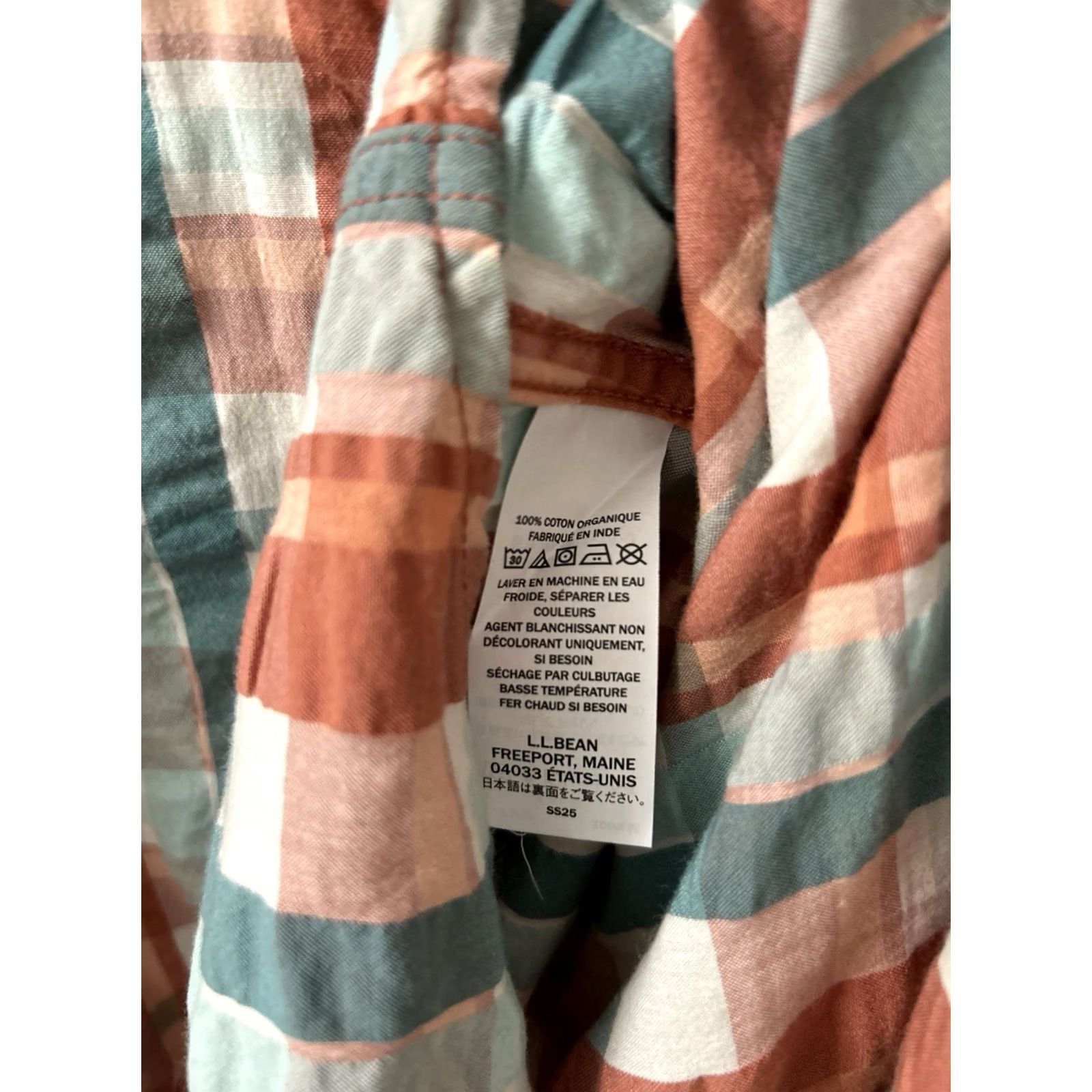 Vintage LL Bean Organic Cotton Shirt Mens Large Orange Plaid Button-Down S/S 510607 Size US L / EU 52-54 / 3 - 7 Thumbnail